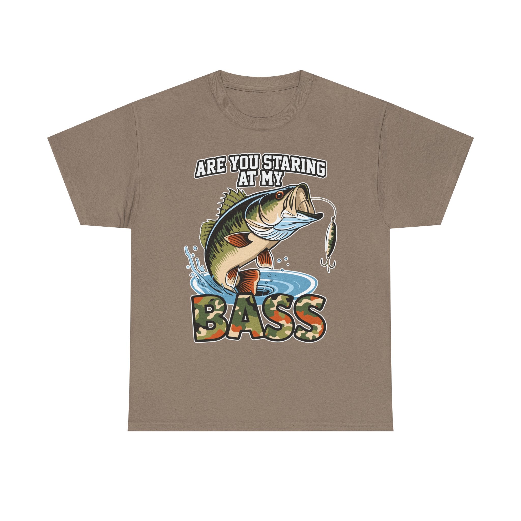 Funny Fishing Tee "Are You Staring at My Bass?" Heavy Cotton T-Shirt