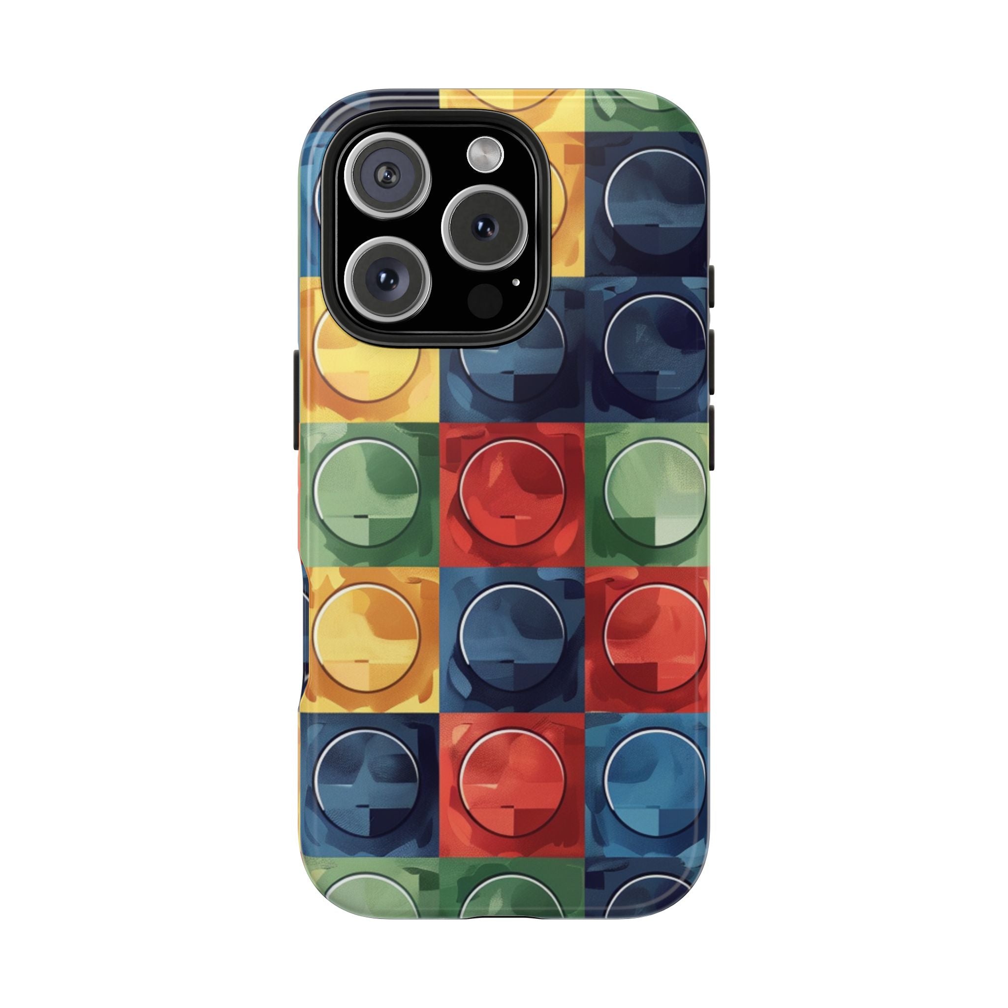 Colorful Lego Block Pattern Tough Impact Resistant iPhone Samsung Case Durable Protection for Every Lego Lover