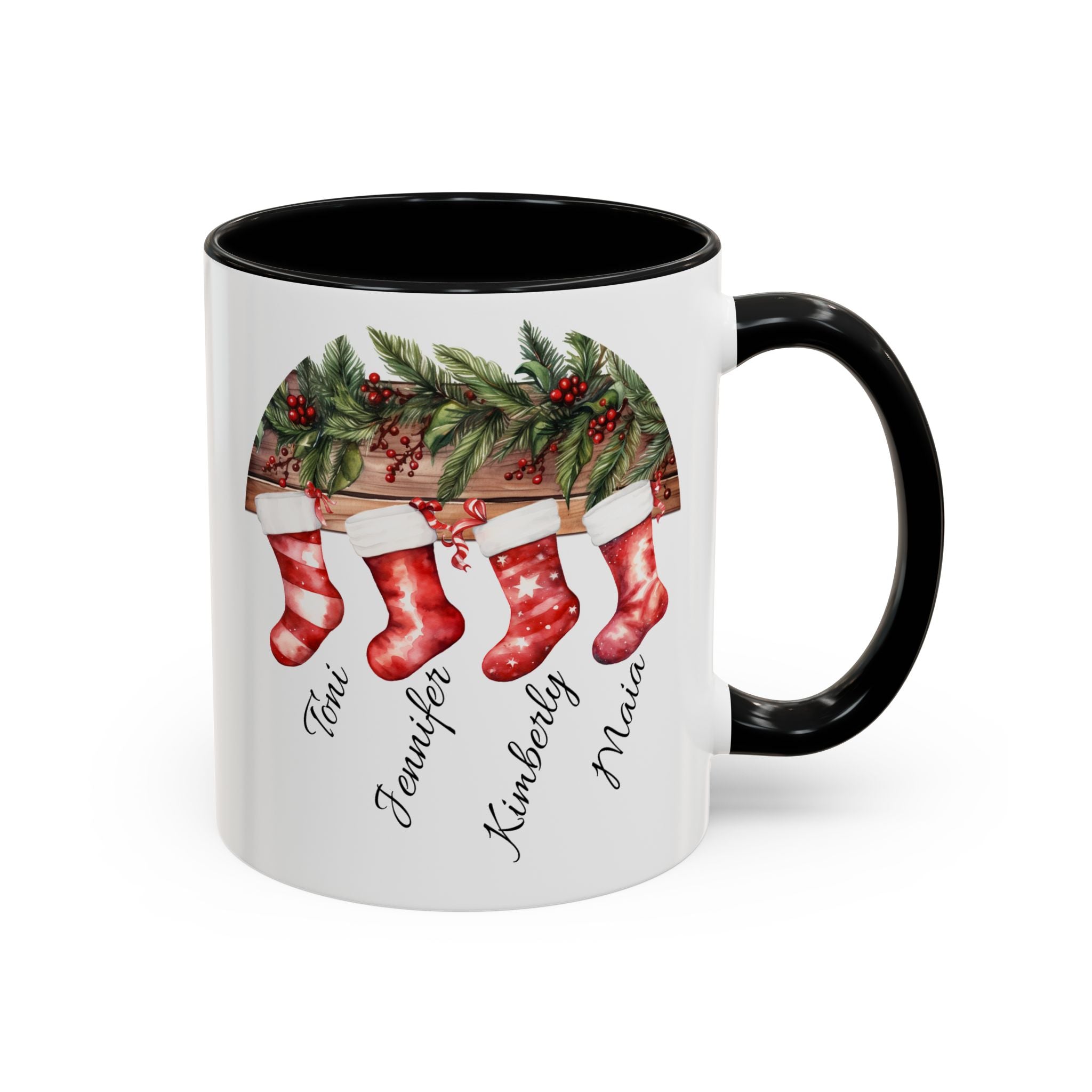 Personalized Christmas Stocking Coffee Mug | Holiday Gift, Family Mug, Custom Name Mug, Festive Coffee Cup, Cozy Winter Drinkware