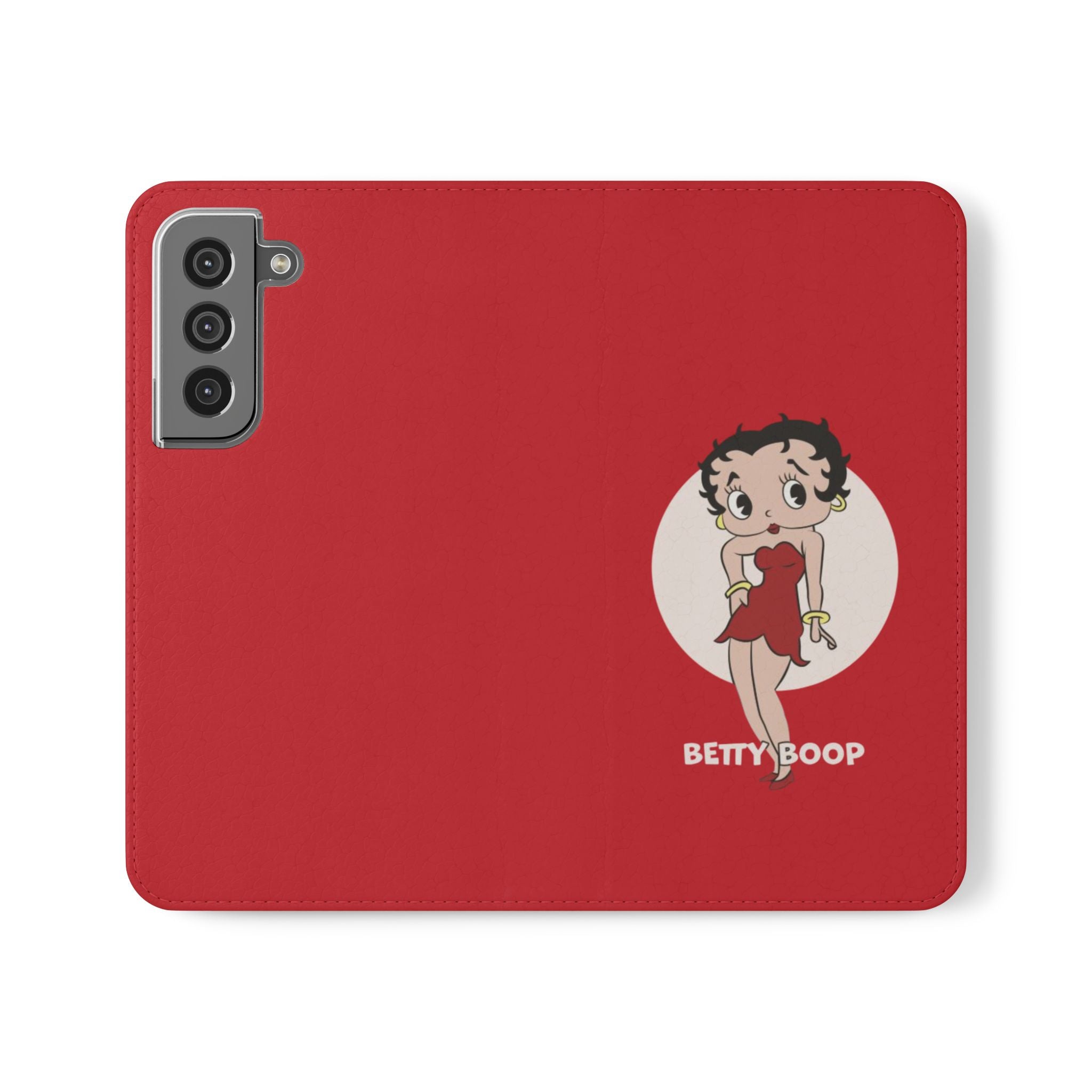 Betty Boop Red Flip Case Stylish iPhone Samsung Wallet Cover with Classic Cartoon Design