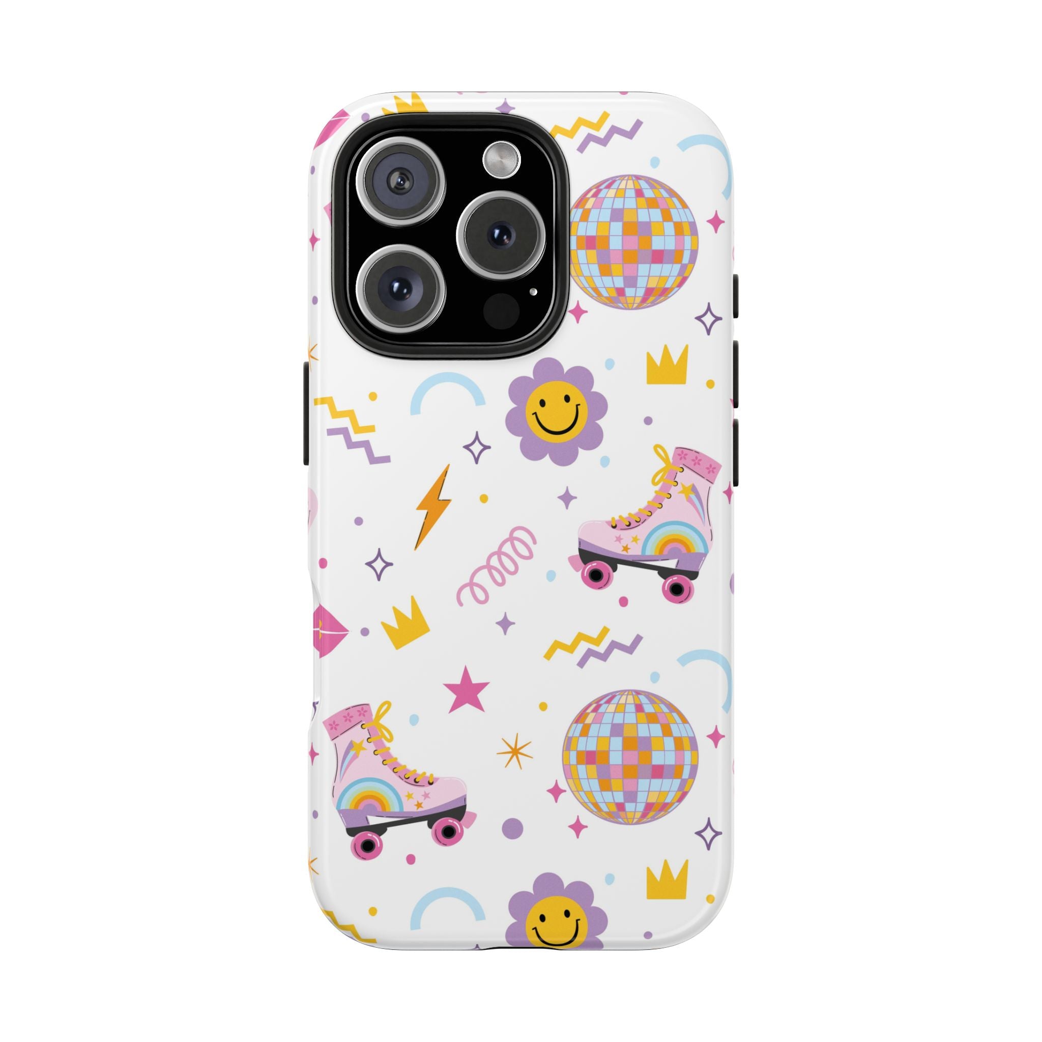Retro Roller Skating Tough Phone Case Colorful 80s Vibe For iPhone or Samsung
