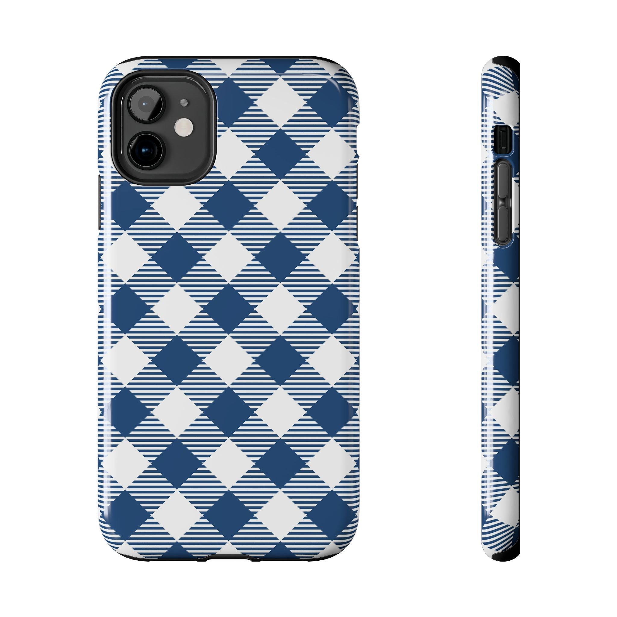 Check Phone Case - Blue & White