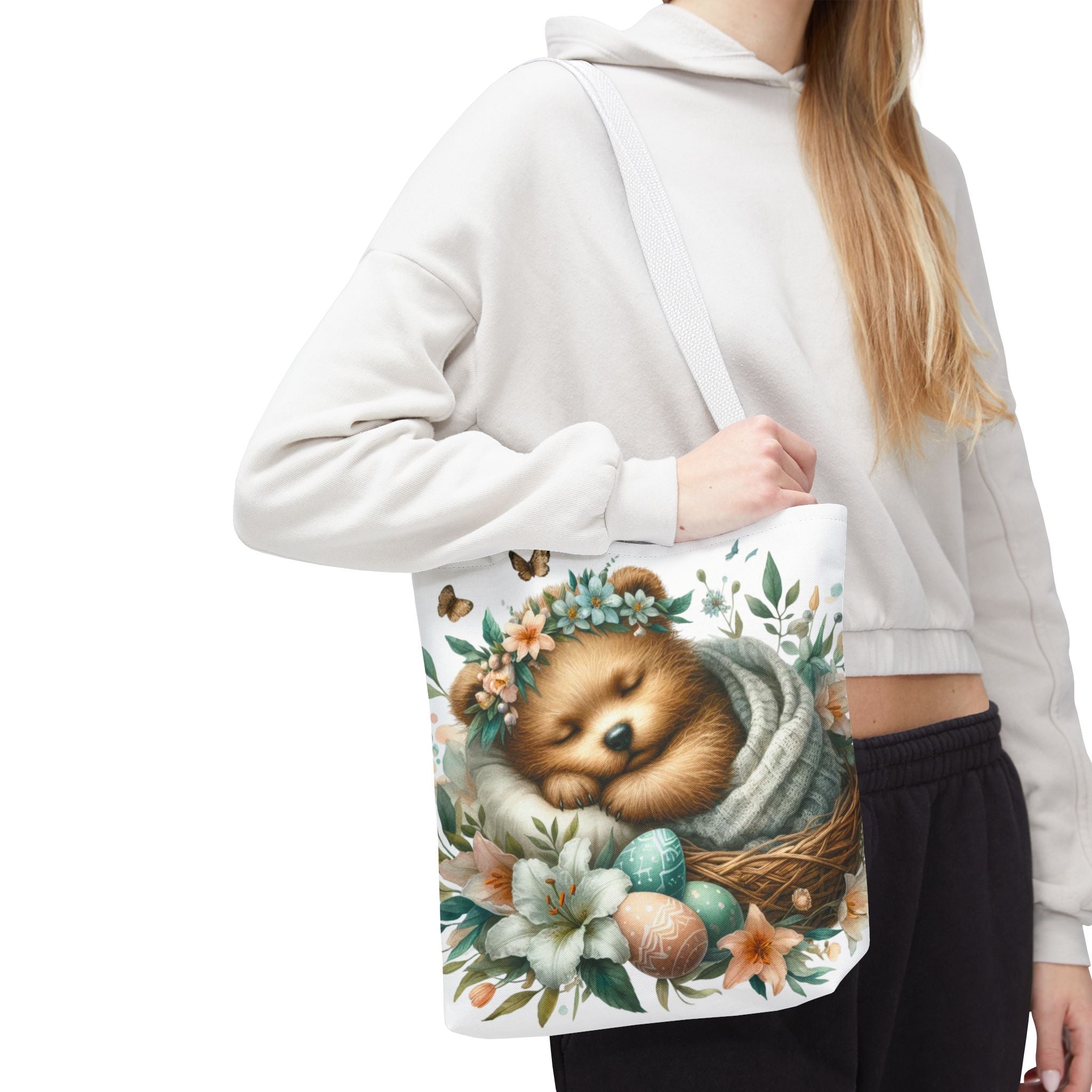 Adorable Bear Floral Tote Bag - Cozy Nursery Vibes, Perfect for Spring & Easter!