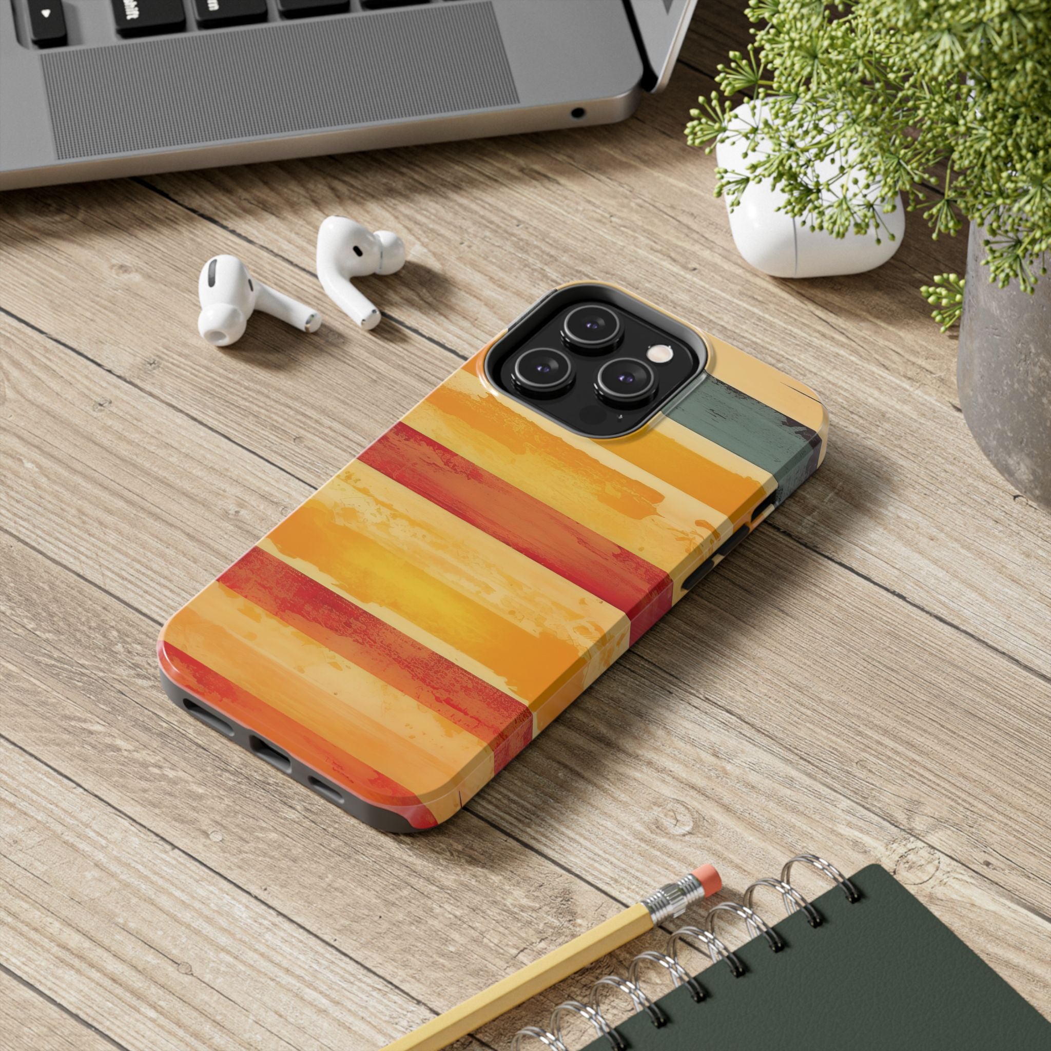 Vibrant Color Striped Tough Impact Resistant Phone Case Durable Protection for Style Lovers iPhone Samsung Cover