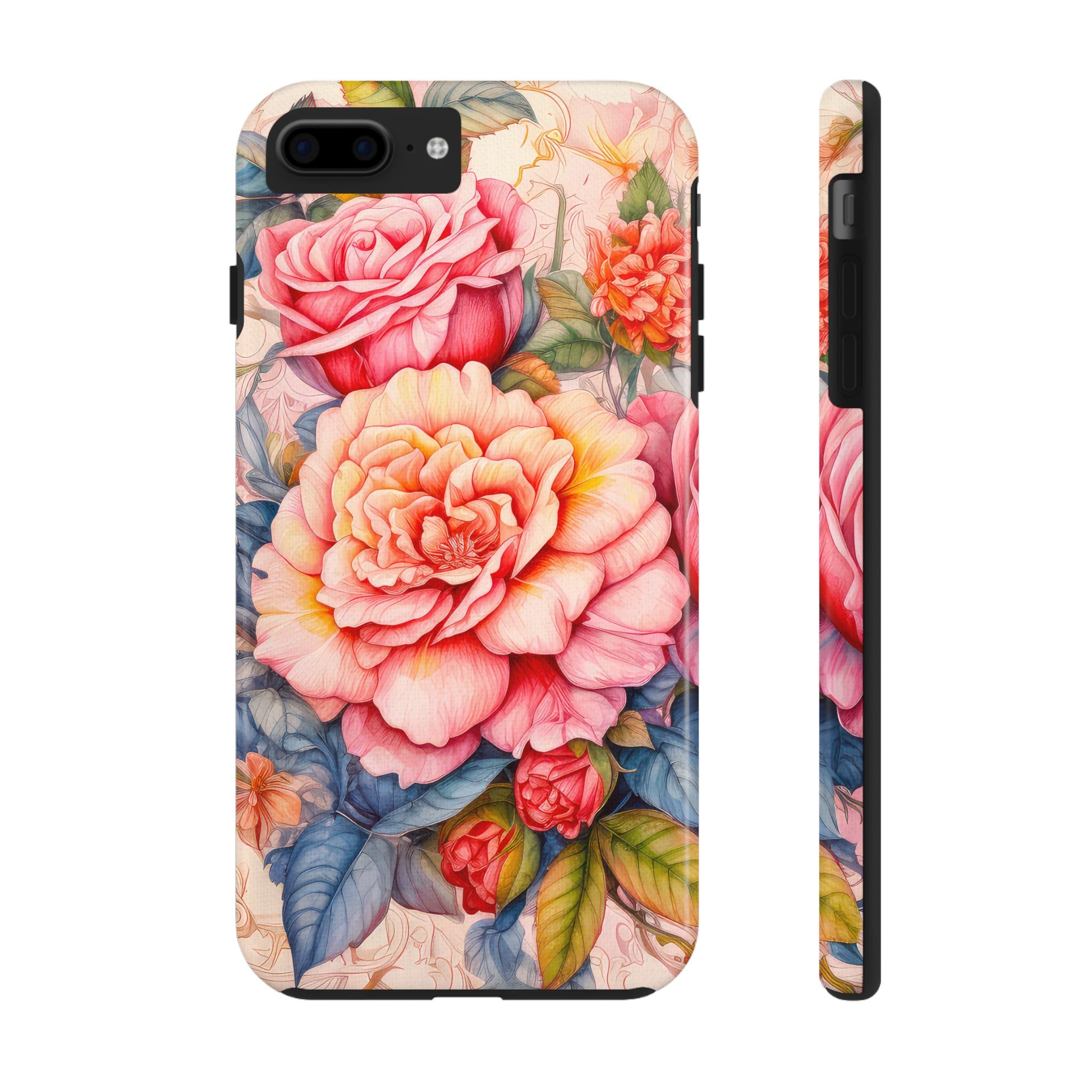 Floral Pink & Blue Tough Mobile Phone Case