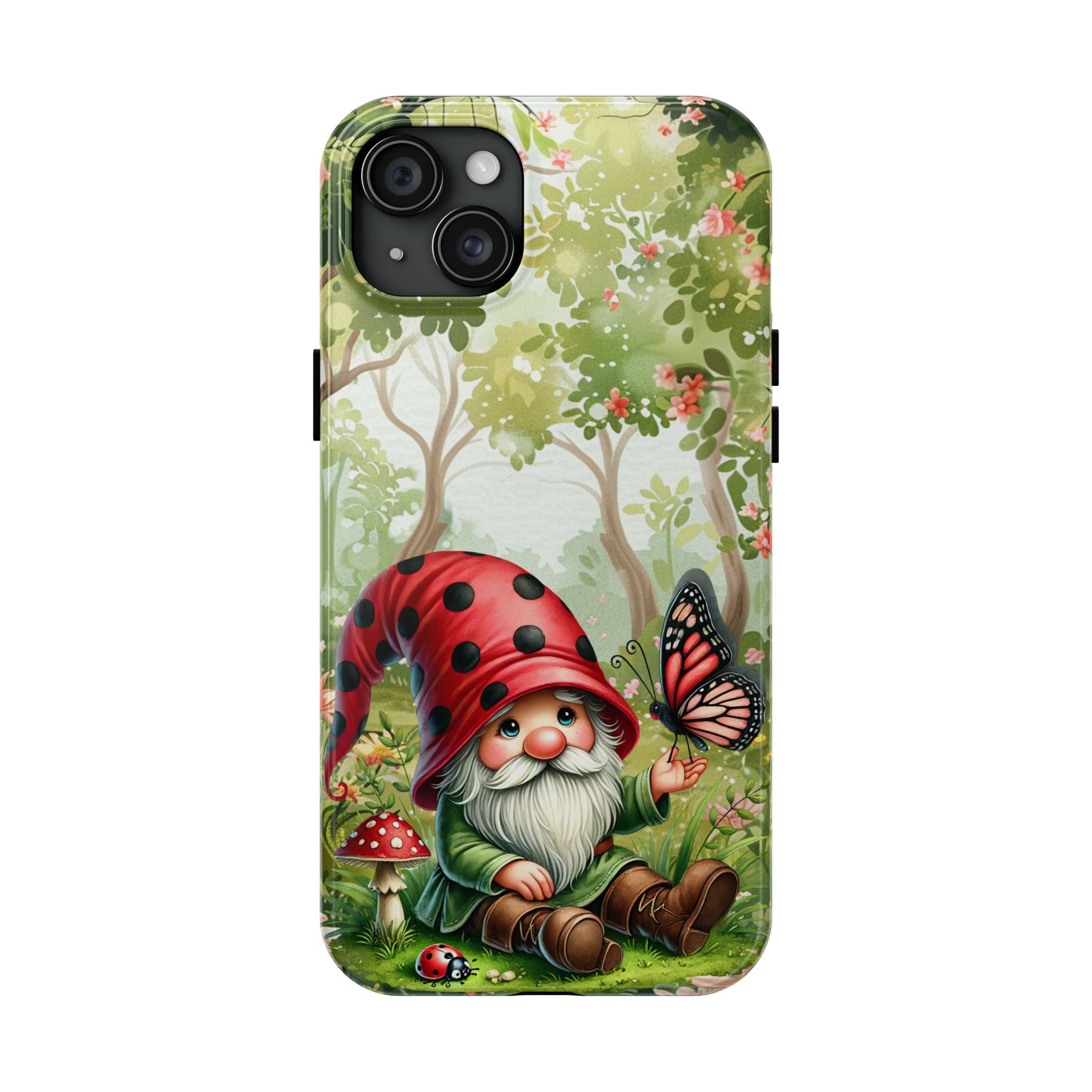 Whimsical Lady Bug Gnome Phone Case - Tough & Durable with Nature Vibe
