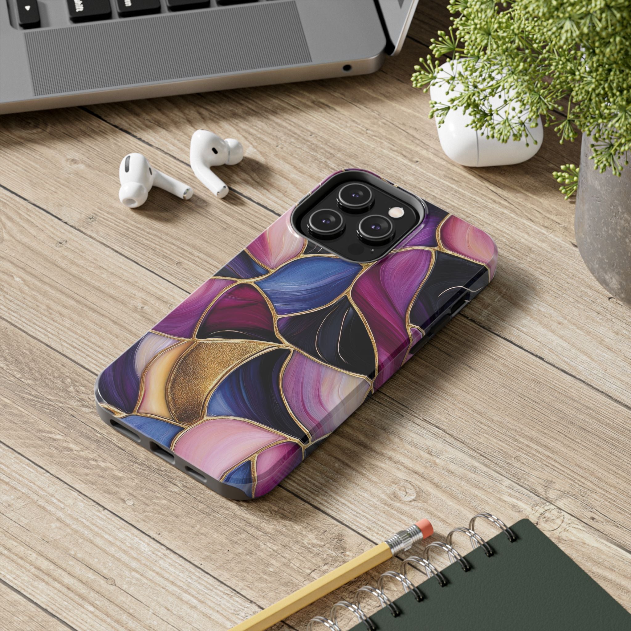 Vibrant Floral Stained Glass Look Tough Impact Resistant Phone Case Stylish Protection for Your Device iPhone Samsung Cover