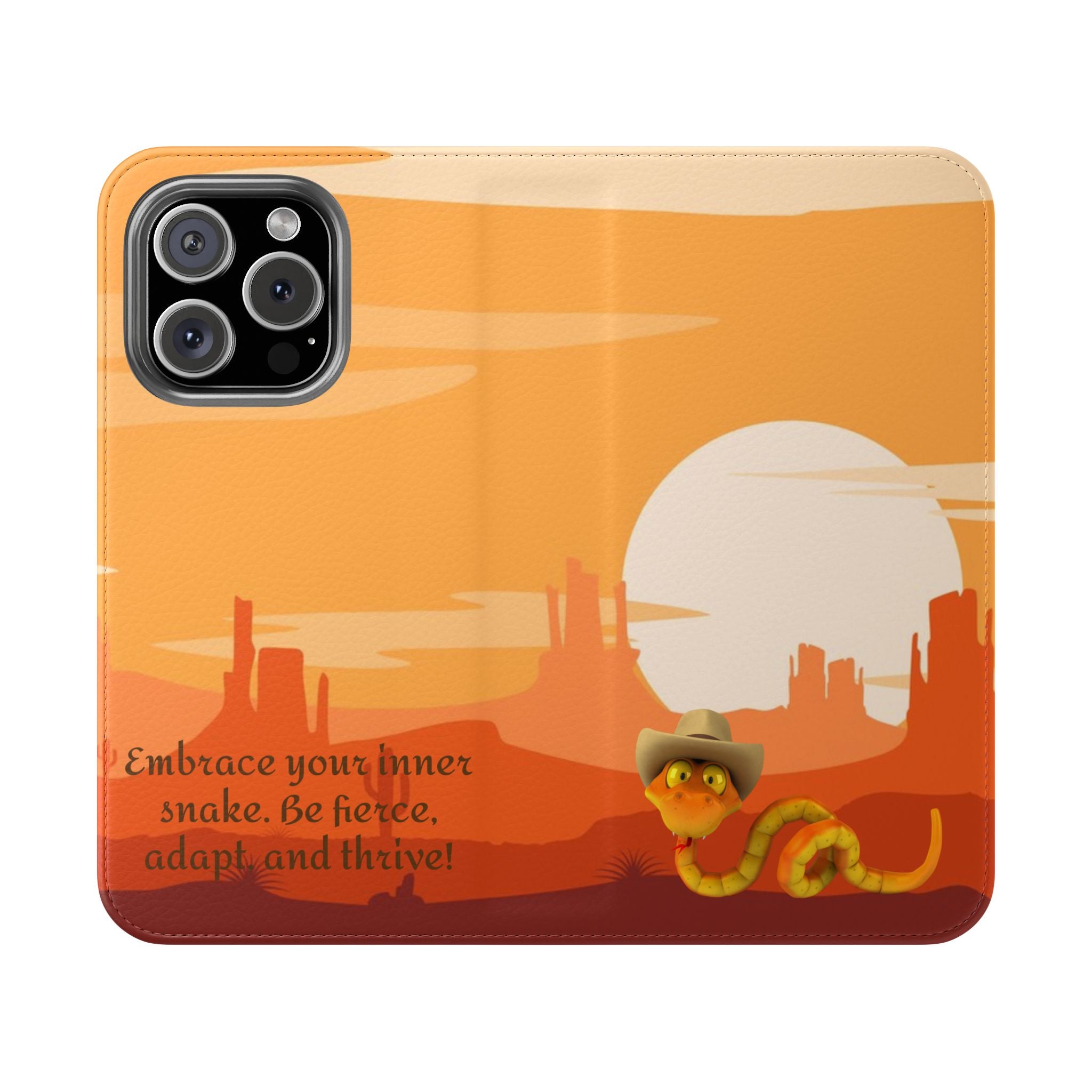 Embrace Your Inner Snake Flip Case, iPhone Samsung Wallet Case, Faux Leather Phone Cover, Unique Gift for Snake Lovers, Fun Phone Accessory