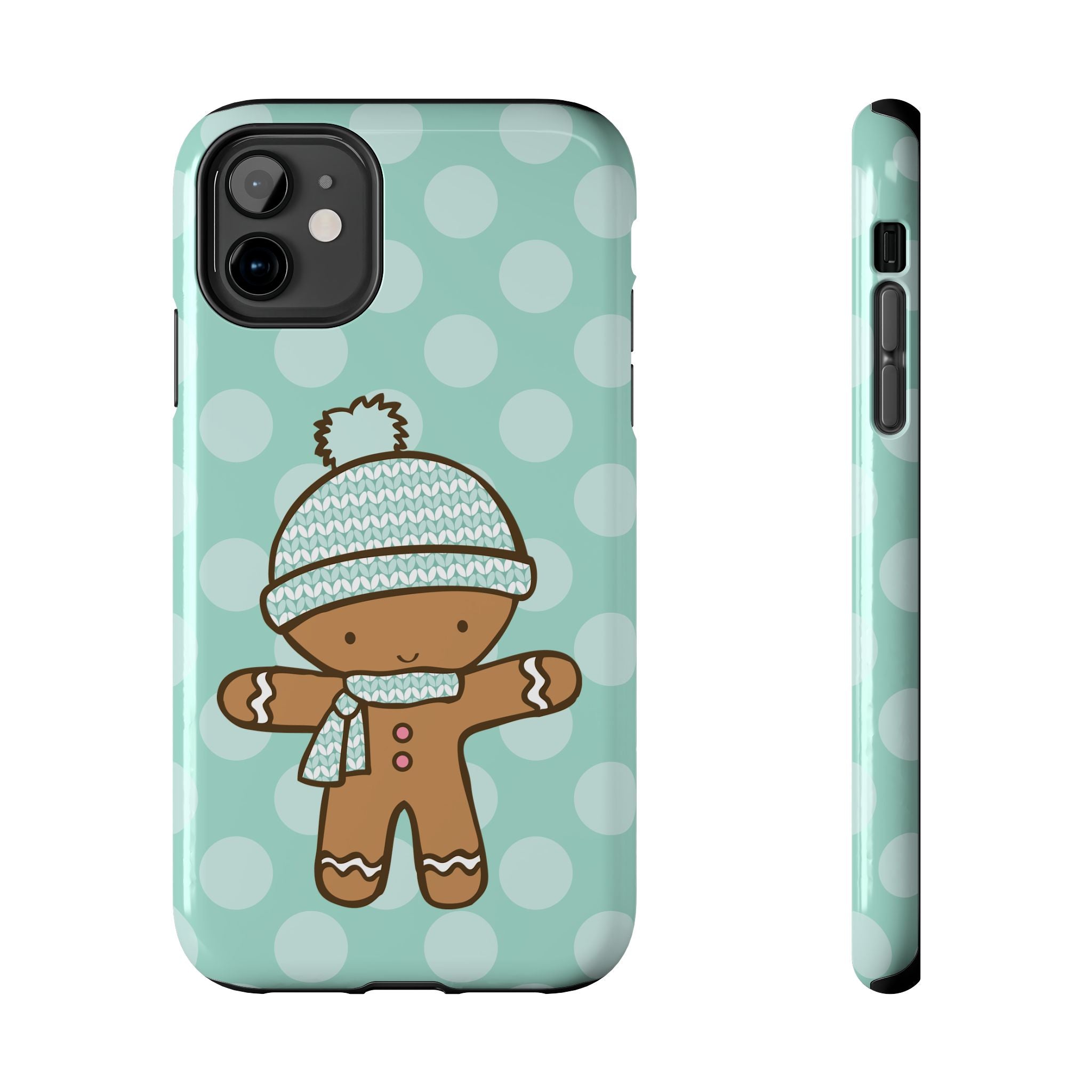 Gingerbread Man Green Polka-Dot Mobile Phone Case