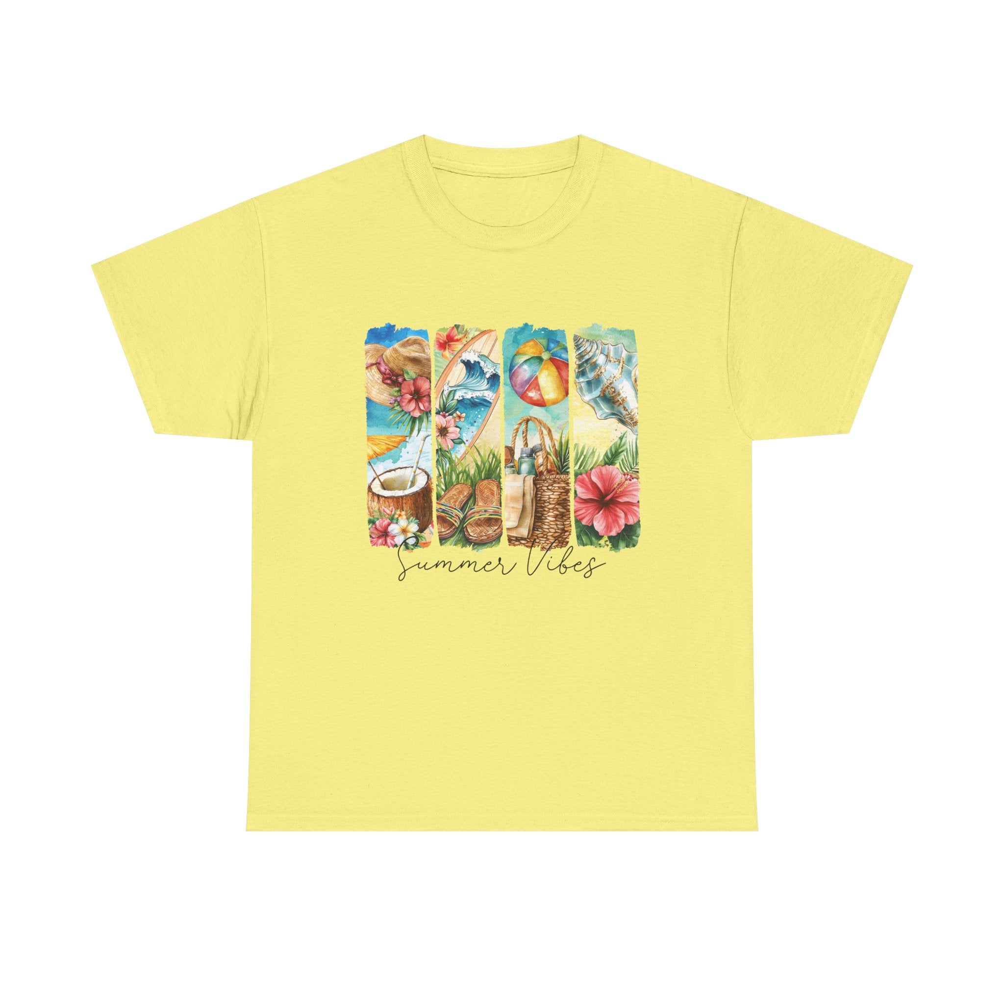 Summer Vibes Heavy Cotton Tee Perfect for Beach Days & Casual Outings