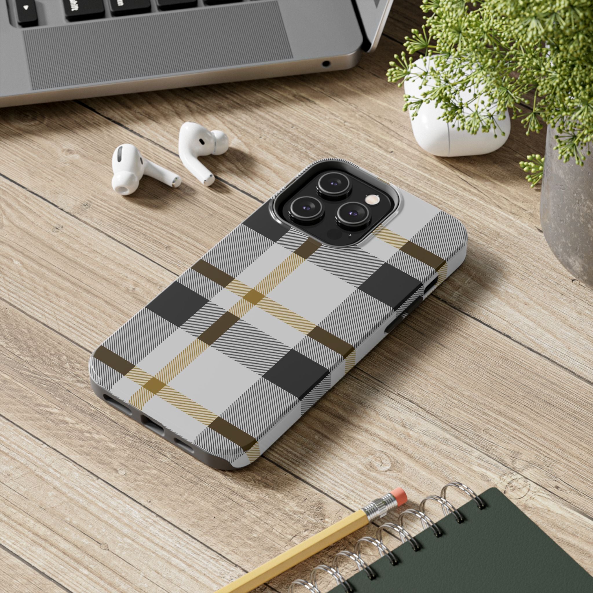 Stylish Plaid Tough Impact Resistant Phone Case Durable Protection for Everyday Use iPhone Samsung Cover