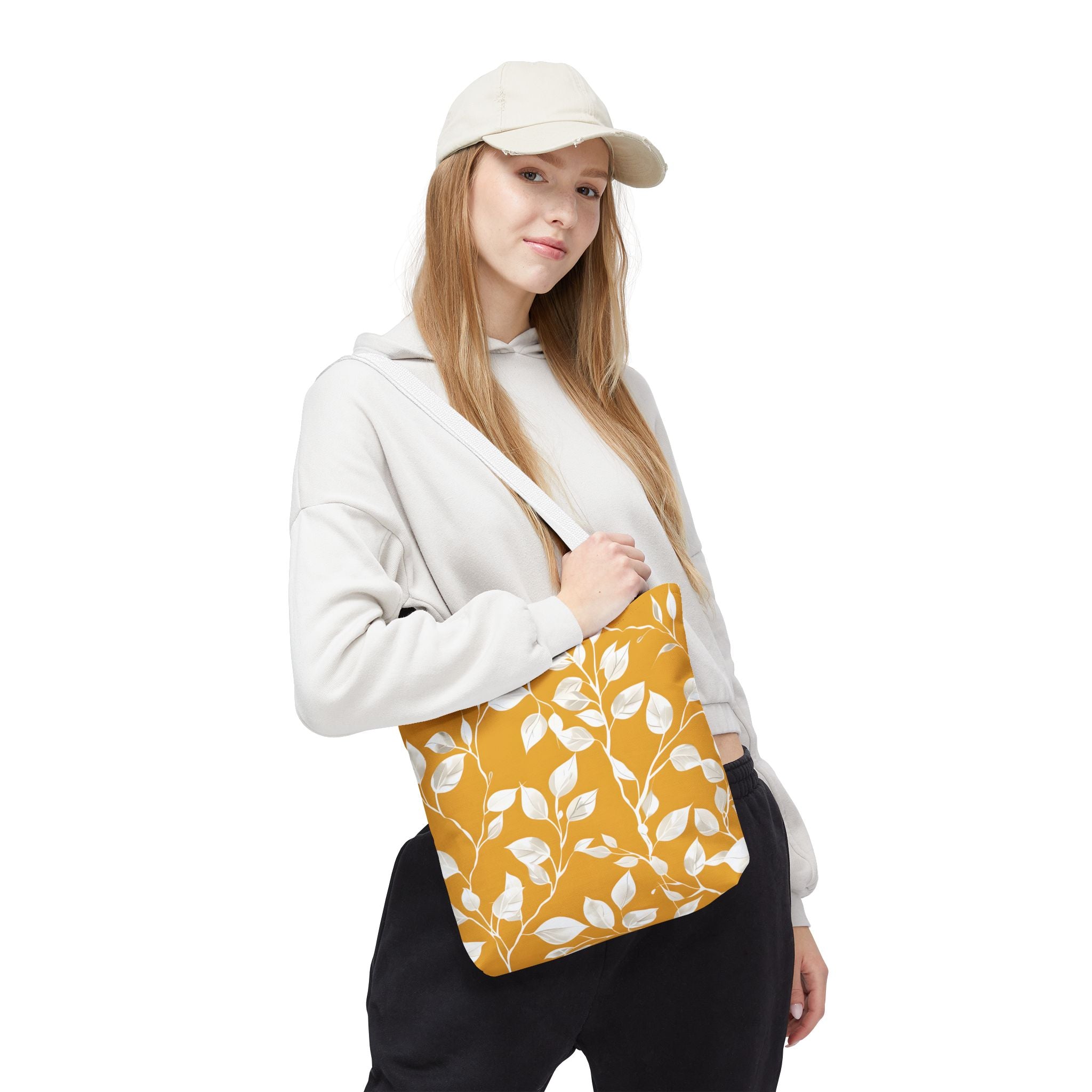 Yellow & White Leaves Tote Bag