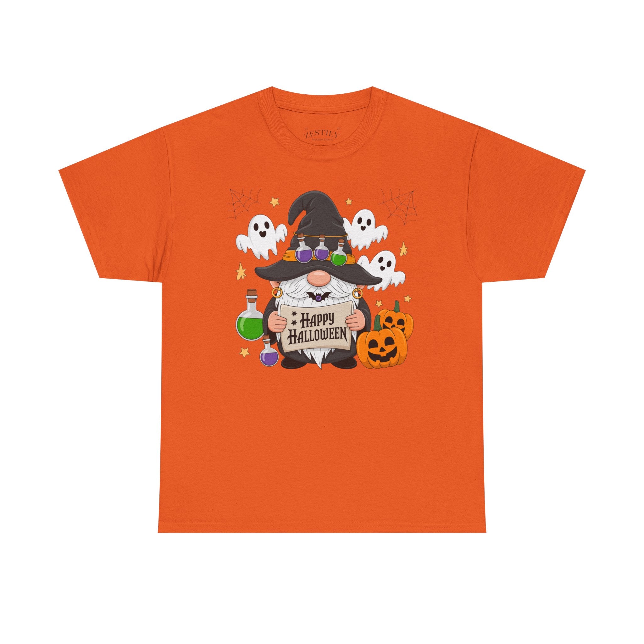Halloween Gnome Tee, Holiday Shirt, Spooky Cotton T-Shirt, Fun Halloween Apparel, Cute Ghosts & Pumpkins