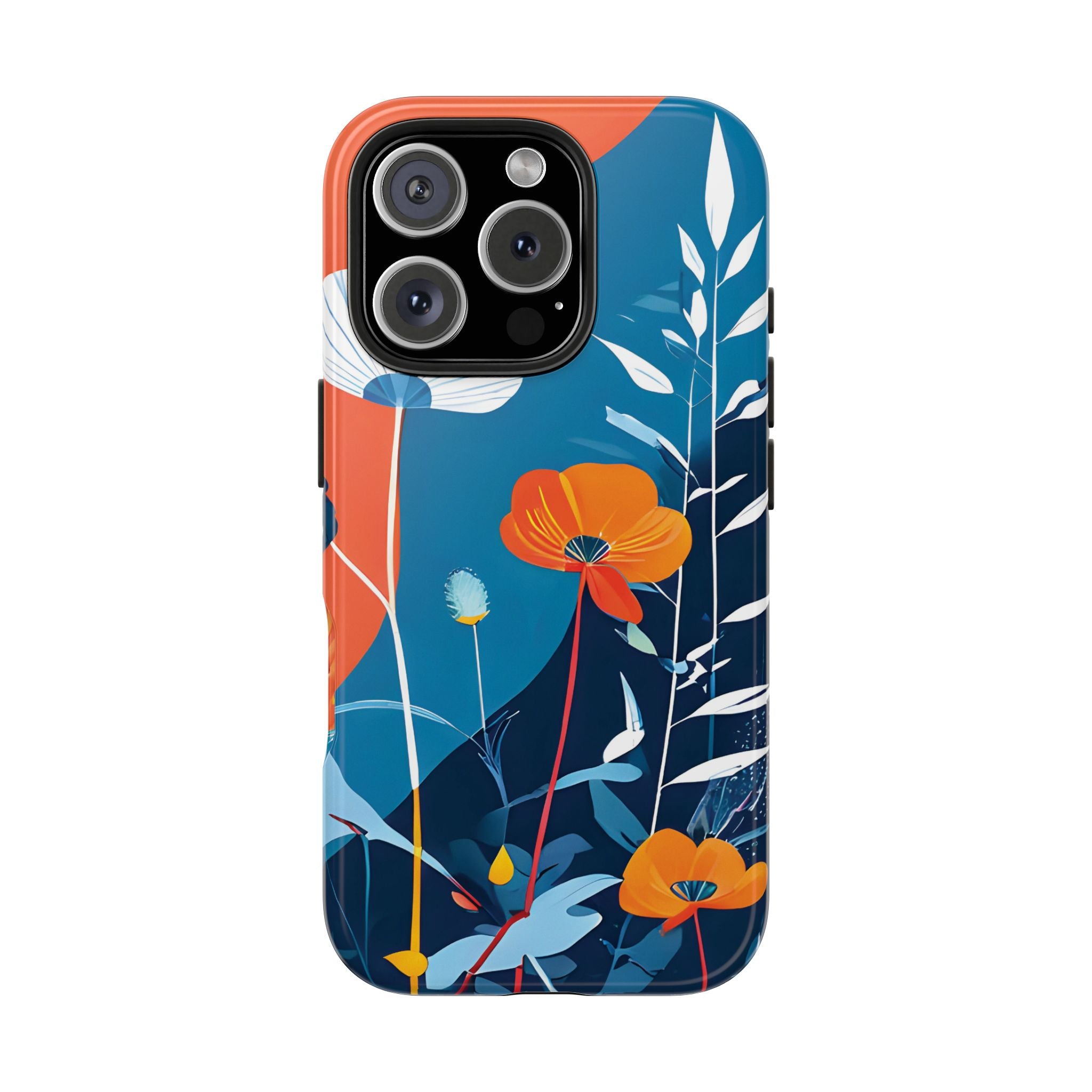 Floral Blue Impact Resistant Tough Phone Case Vibrant Botanical Design for Nature Lovers iPhone Samsung Cover