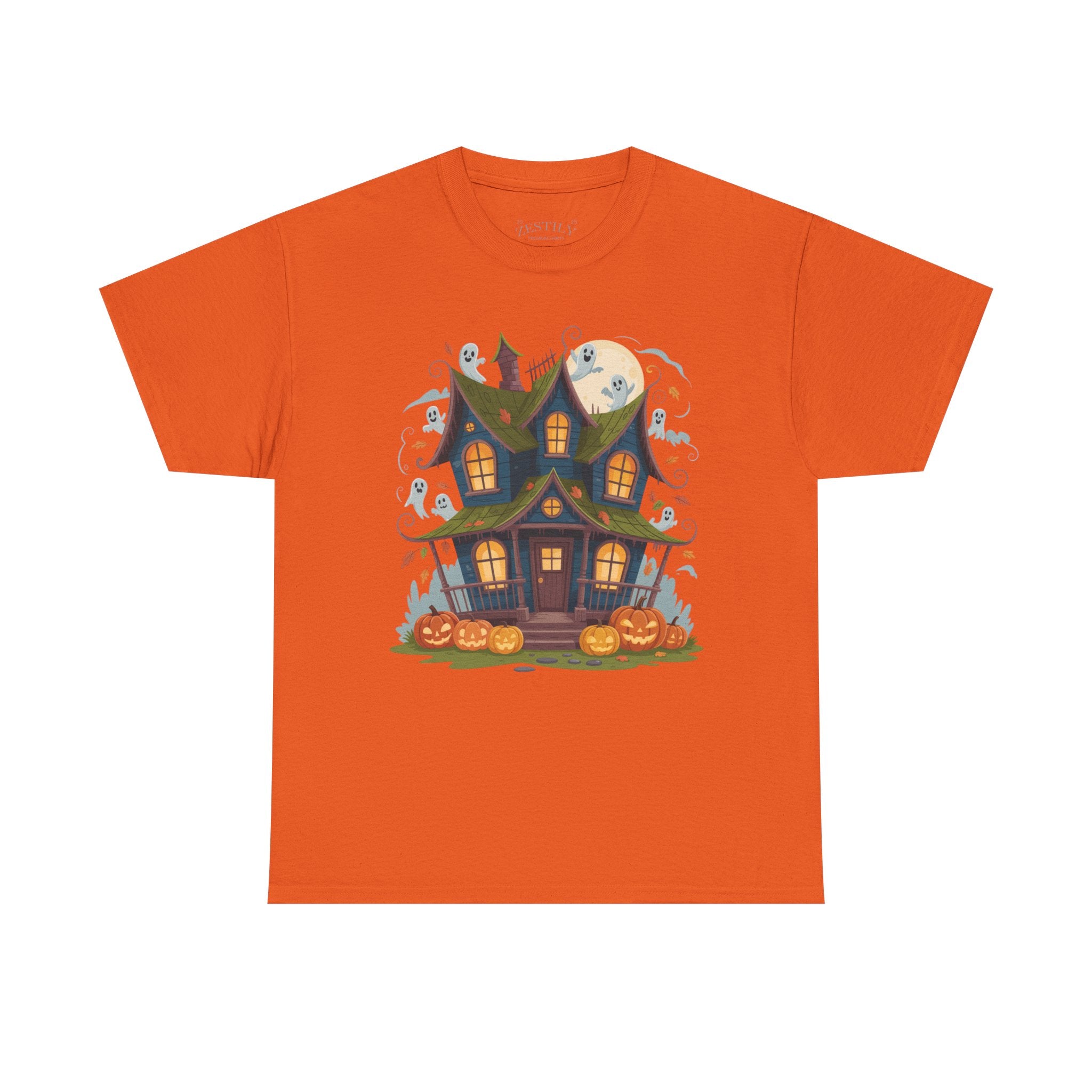 Halloween Haunted House Tee, Spooky Shirt, Fall Apparel, Halloween Costume, Pumpkin Decoration, Ghostly Vibes