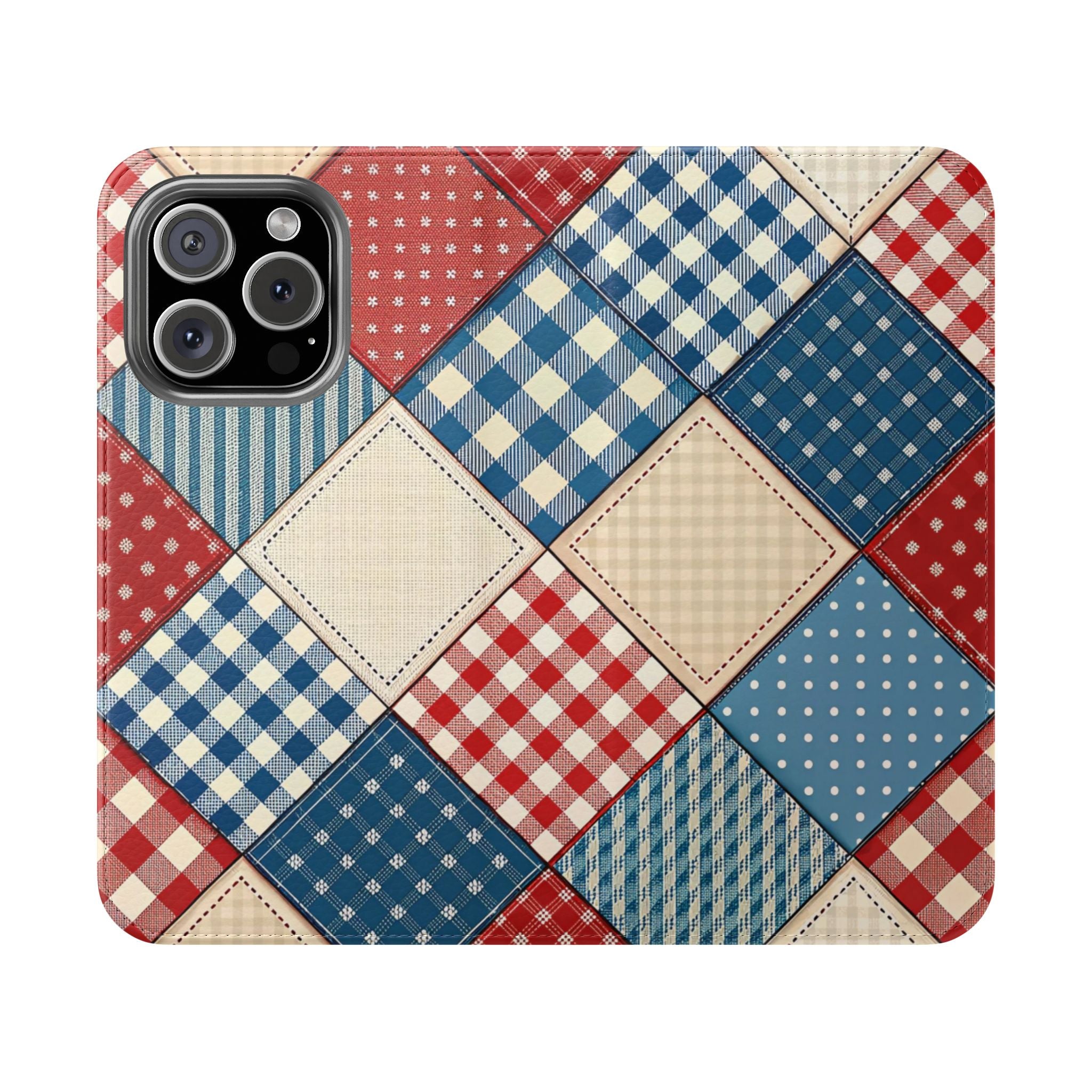 Country Vintage Patchwork Flip Case for Stylish Phone Protection iPhone Samsung Cover