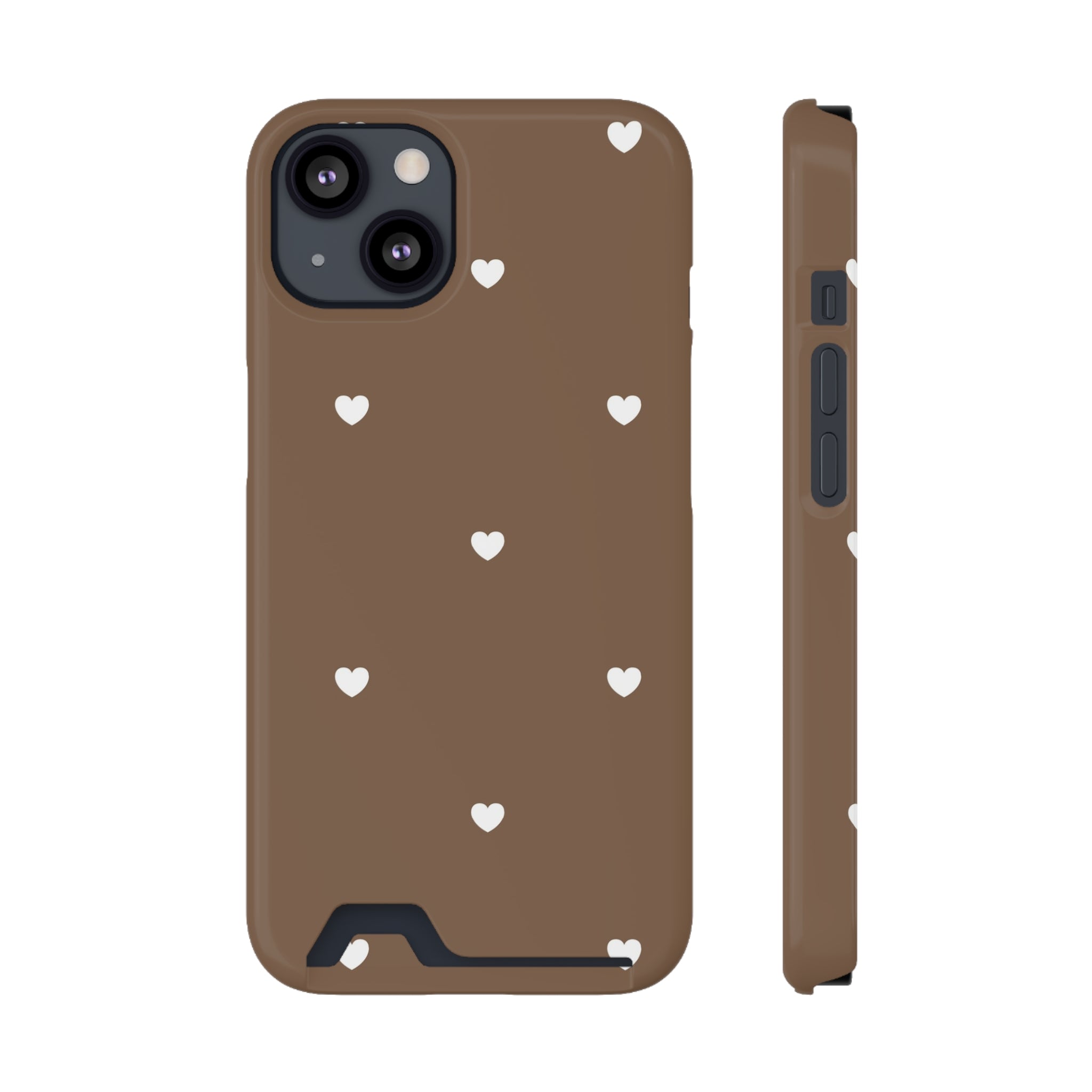 Chic Heart Pattern Phone Case with Card Holder - Stylish and Functional Accessory
