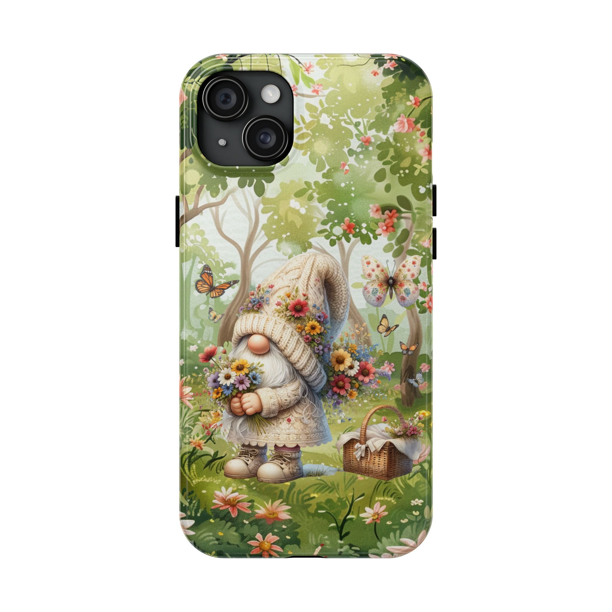 Whimsical Gnome Floral Tough Phone Case - Perfect for Nature Lovers