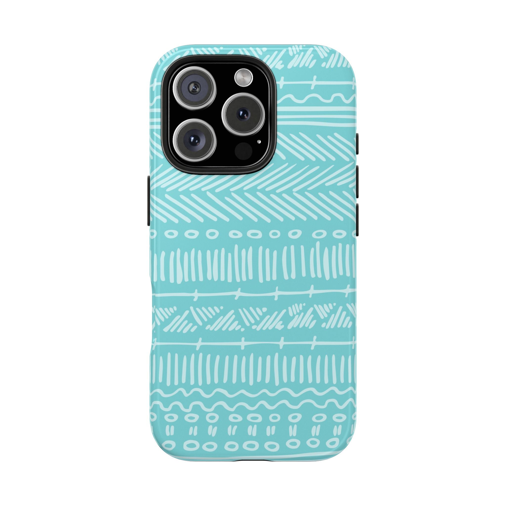 Trendy Tough Impact Resistant Phone Case With Vibrant Aquamarine Geometric Design iPhone Samsung Cover