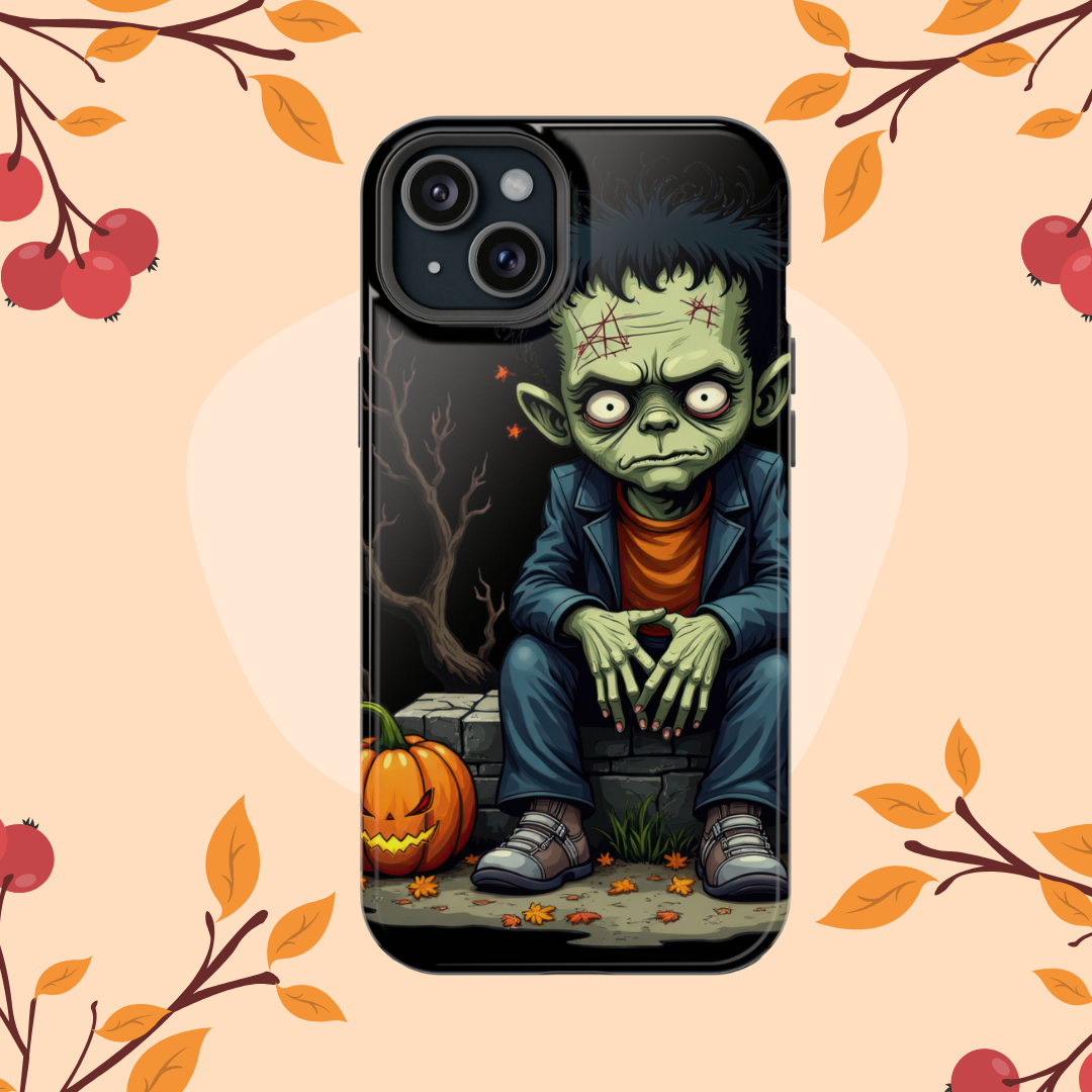 Halloween Monster Phone Case, Scary Phone Cover, Frankenstein Design, Impact-Resistant Cell Case, Spooky Gift Idea