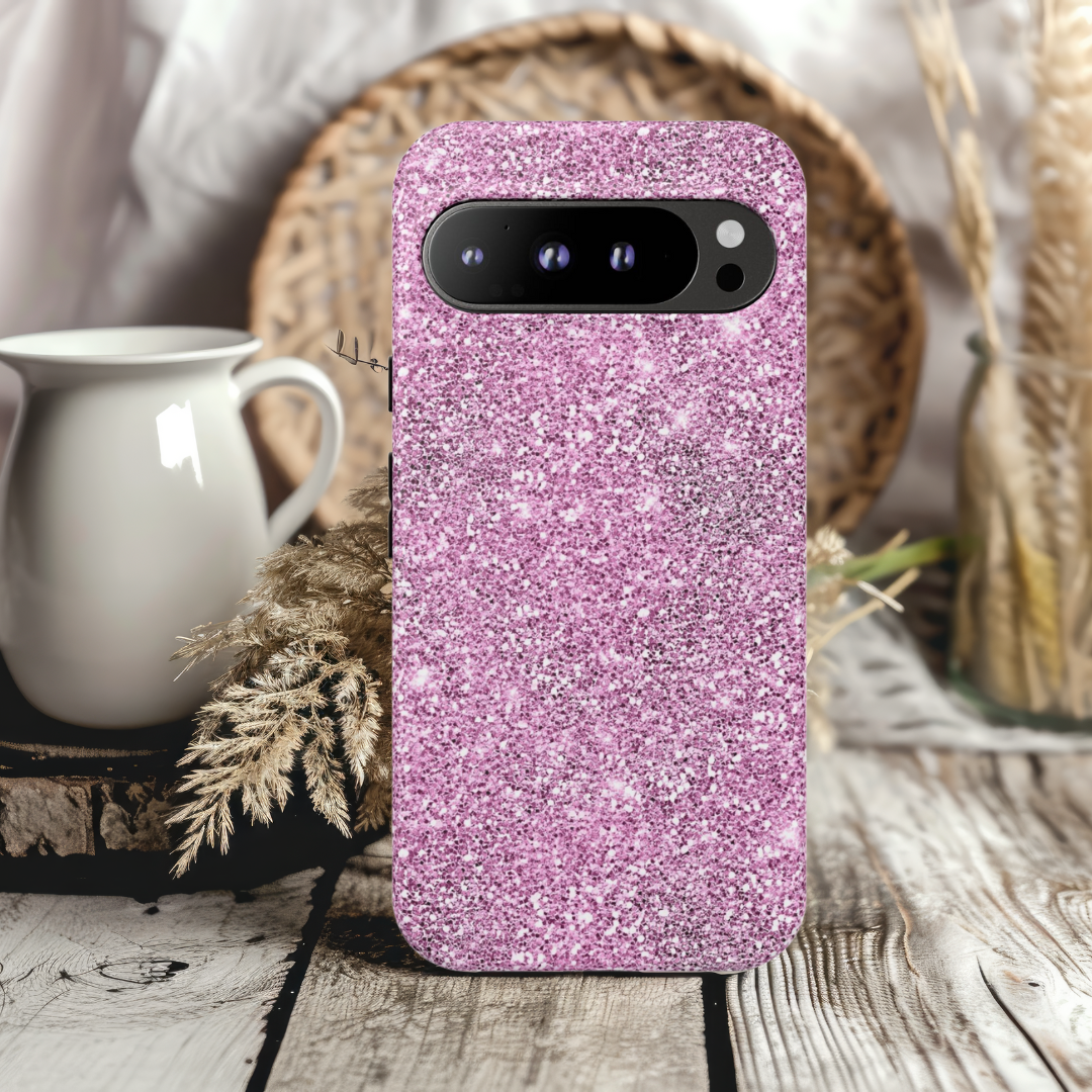 Sparkling Pink Glitter Google Pixel Phone Case Stylish Tough Case for Protective Fashion