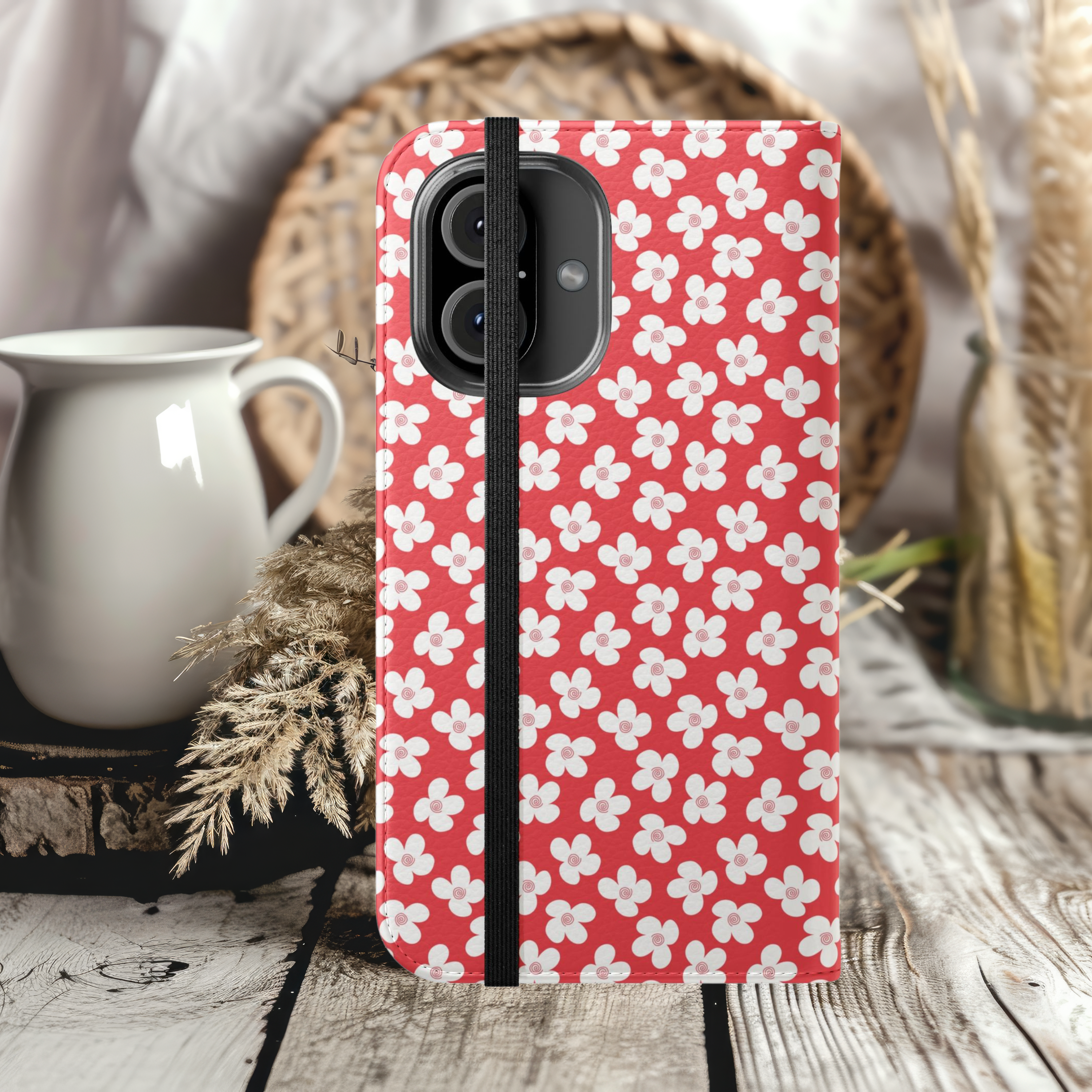 Chic Floral Daisy Flip Case for Smartphones Stylish and Functional Wallet iPhone Samsung Cover