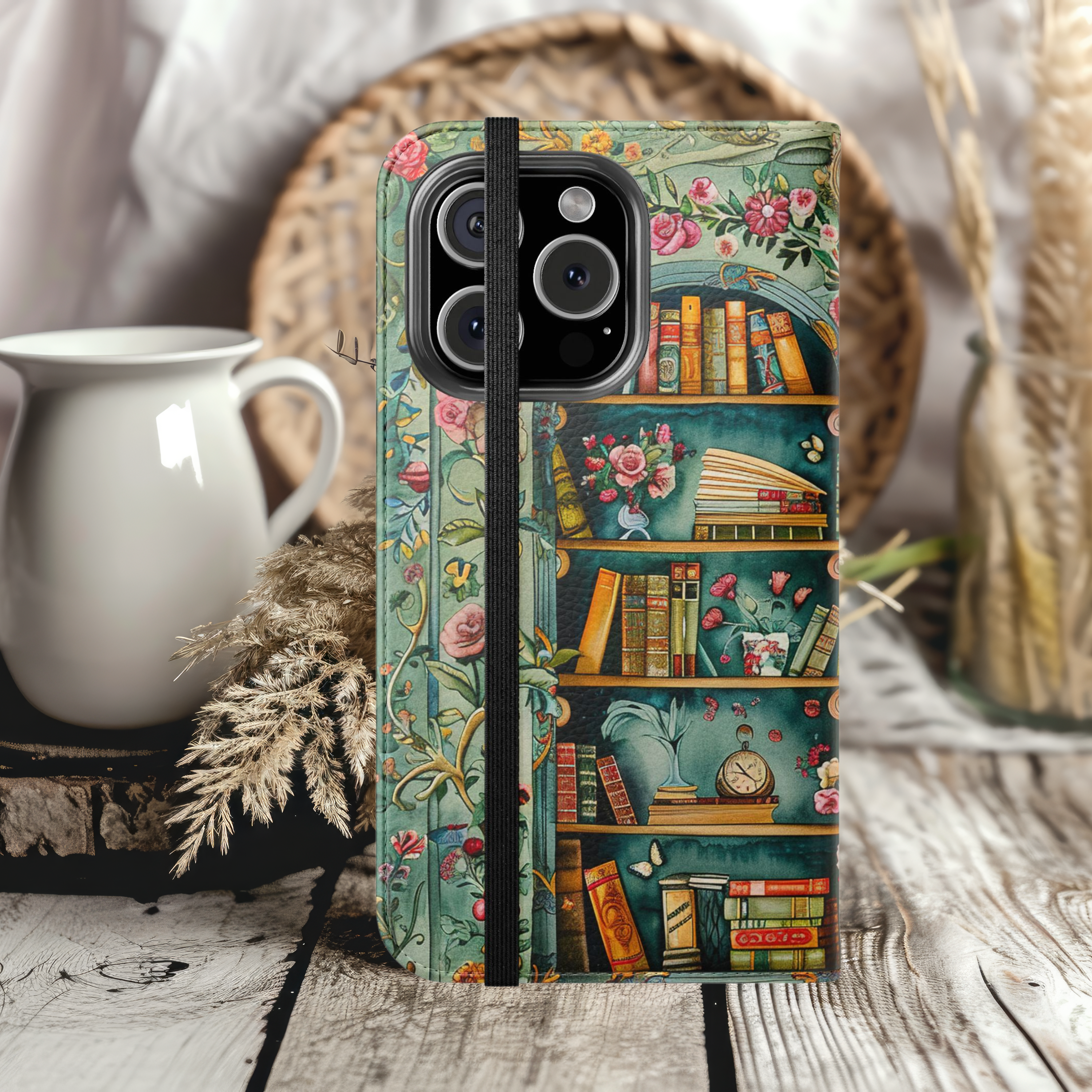 Bookshelf Flip Mobile Phone Case