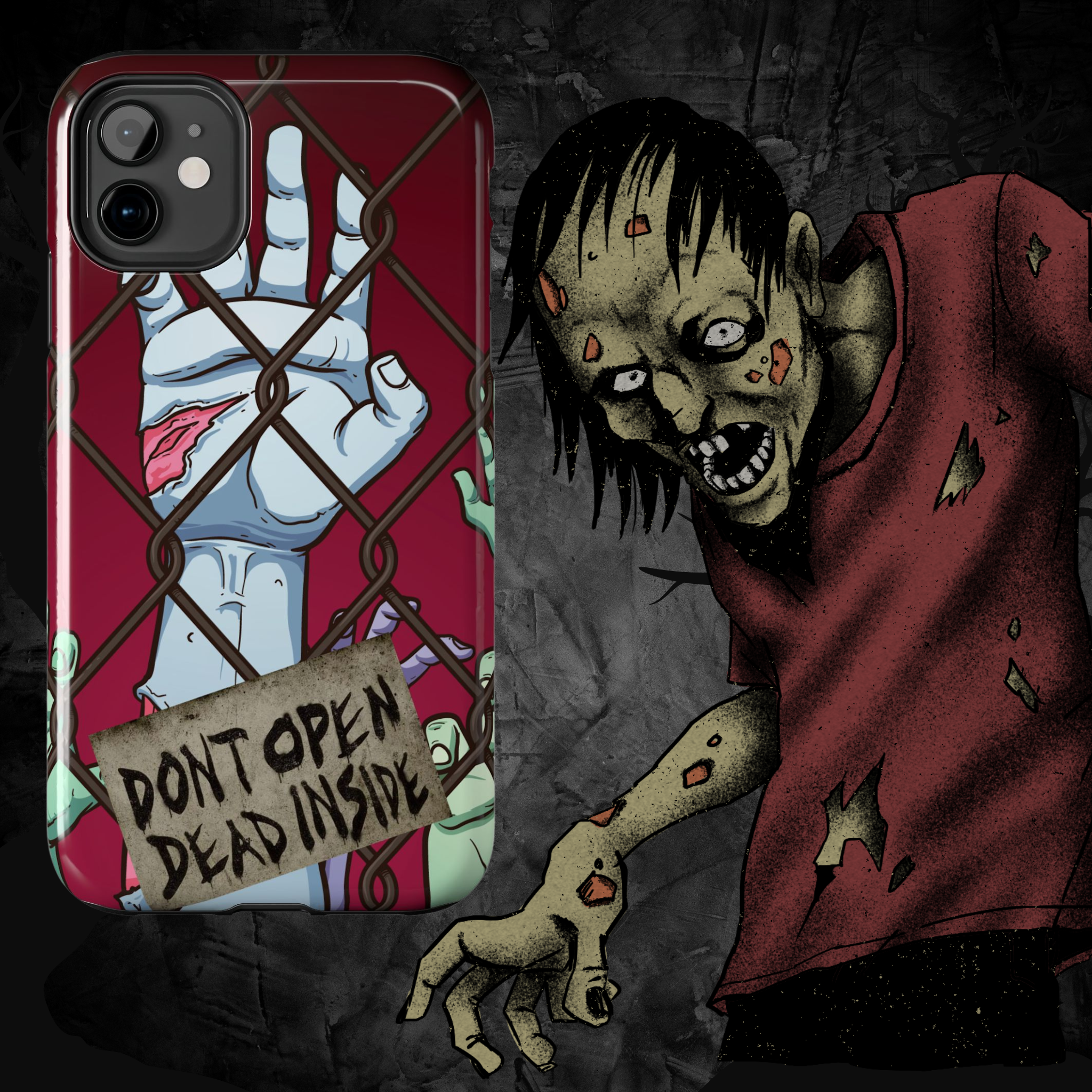Zombie Apocalypse Walking Dead Inspired Tough Phone Case Don't Open Dead Inside iPhone Samsung Cover