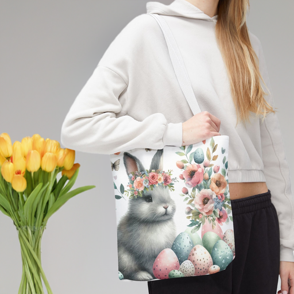Floral Easter Bunny Tote Bag - Perfect Spring Accessory