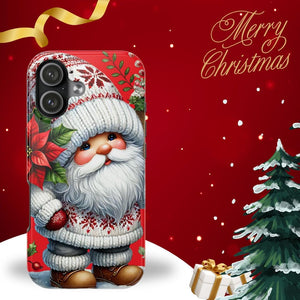 Christmas Holiday Gnome Phone Case, Impact Resistant Phone Cover With Inner Rubber Lining For iPhone And Samsung, Christmas Gnome Gift Phone