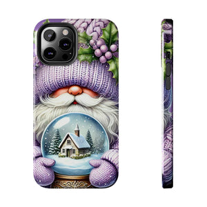 Phone Case Christmas Gnome Purple Snow Globe Holiday Protective Cover iPhone And Samsung Tough Case Impact Resistant