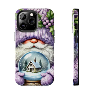 Phone Case Christmas Gnome Purple Snow Globe Holiday Protective Cover iPhone And Samsung Tough Case Impact Resistant