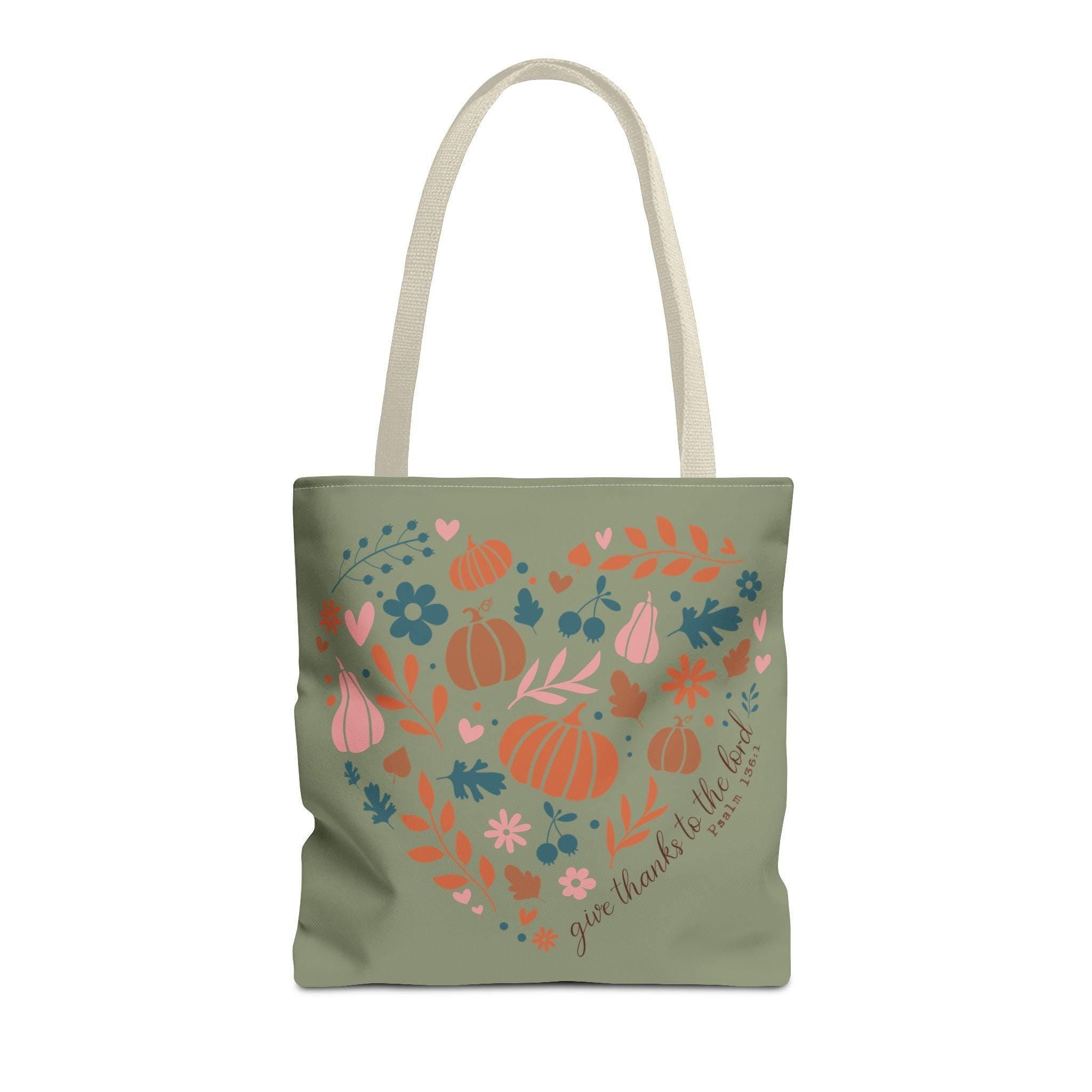 Thanksgiving Carryall Tote: Floral Faith Design (3 Sizes Available) Book Bag