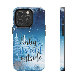 Christmas Phone Case: Winter Snowflakes and Pine Trees - Tough Cover