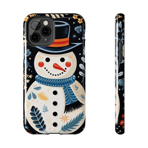 Festive Snowman Phone Case, Christmas Holiday Phone Cover For iPhone And Samsung, Impact Resistant Case, Inner Rubber Lining Cover