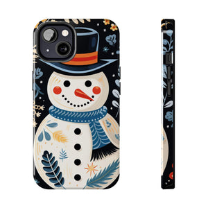Festive Snowman Phone Case, Christmas Holiday Phone Cover For iPhone And Samsung, Impact Resistant Case, Inner Rubber Lining Cover
