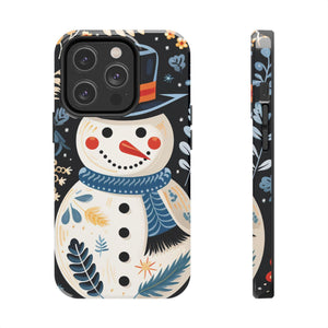 Festive Snowman Phone Case, Christmas Holiday Phone Cover For iPhone And Samsung, Impact Resistant Case, Inner Rubber Lining Cover