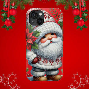 Christmas Holiday Gnome Phone Case, Impact Resistant Phone Cover With Inner Rubber Lining For iPhone And Samsung, Christmas Gnome Gift Phone
