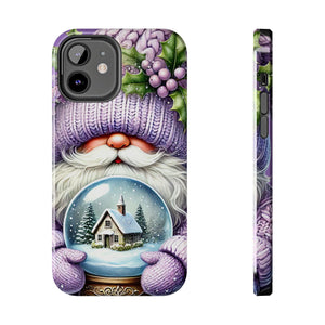 Phone Case Christmas Gnome Purple Snow Globe Holiday Protective Cover iPhone And Samsung Tough Case Impact Resistant