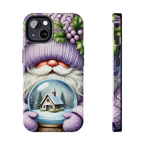Phone Case Christmas Gnome Purple Snow Globe Holiday Protective Cover iPhone And Samsung Tough Case Impact Resistant