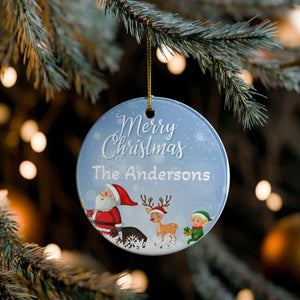 Personalized Christmas Ceramic Ornaments – Santa, Snowman and Reindeer (Custom Name - 3 Designs)