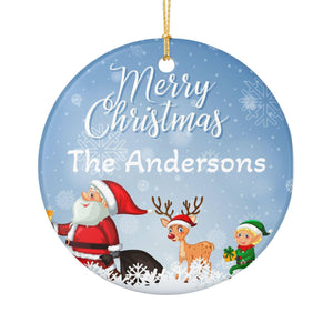 Personalized Christmas Ceramic Ornaments – Santa, Snowman and Reindeer (Custom Name - 3 Designs)