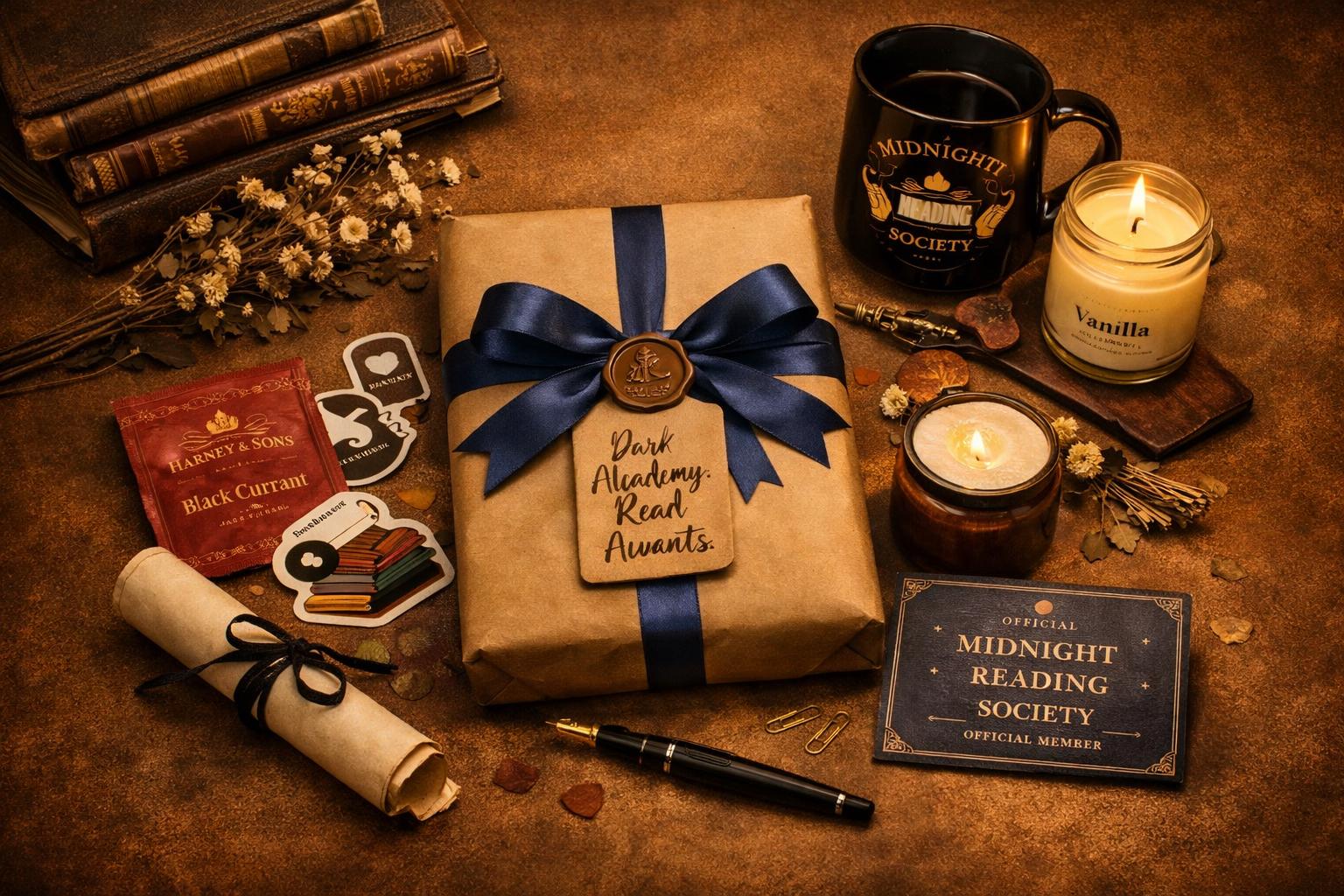 Dark Academia Blind Date Book Box: Mystery Novel, Blanket, Mug, Candle, Journal