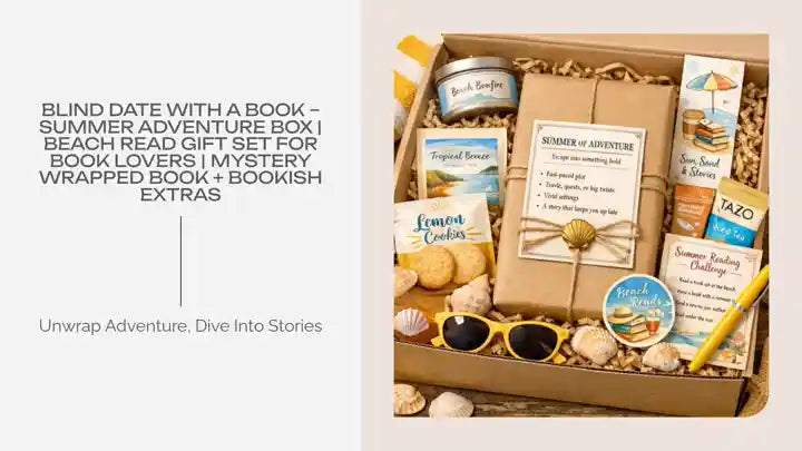 Blind Date With a Book – Summer Adventure Box | Beach Read Gift Set for Book Lovers | Mystery Wrapped Book + Bookish Extras by@Outfy