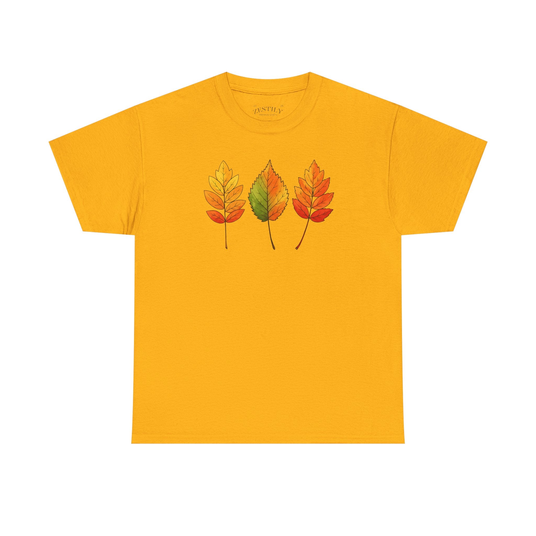 Autumn Leaves Heavy Cotton Tee, Fall T-Shirt, Nature Lover Gift, Seasonal Wear, Comfortable Everyday Tee