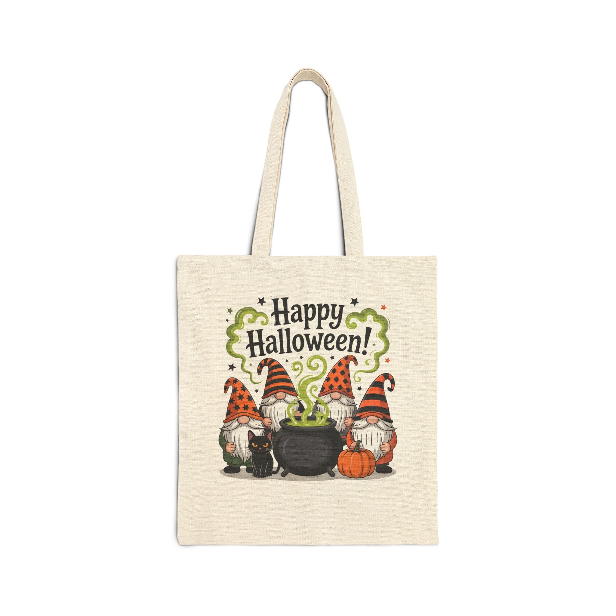 Halloween Gnome Cotton Canvas Tote Bag, Trick or Treat, Eco-Friendly, Reusable Shopping Bag, Fall Decor, Gift for Witch Lovers