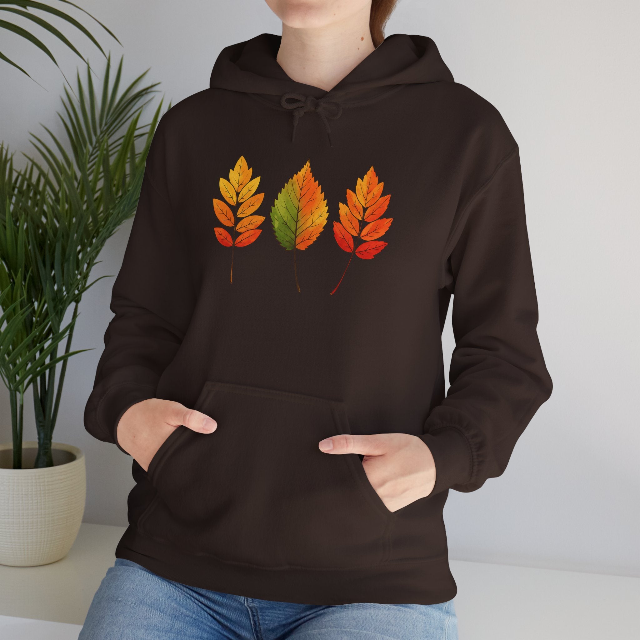 Autumn Leaves Hoodie, Cozy Fall Sweatshirt, Hooded Sweatshirt, Nature Inspired Apparel, Seasonal Wardrobe Essential