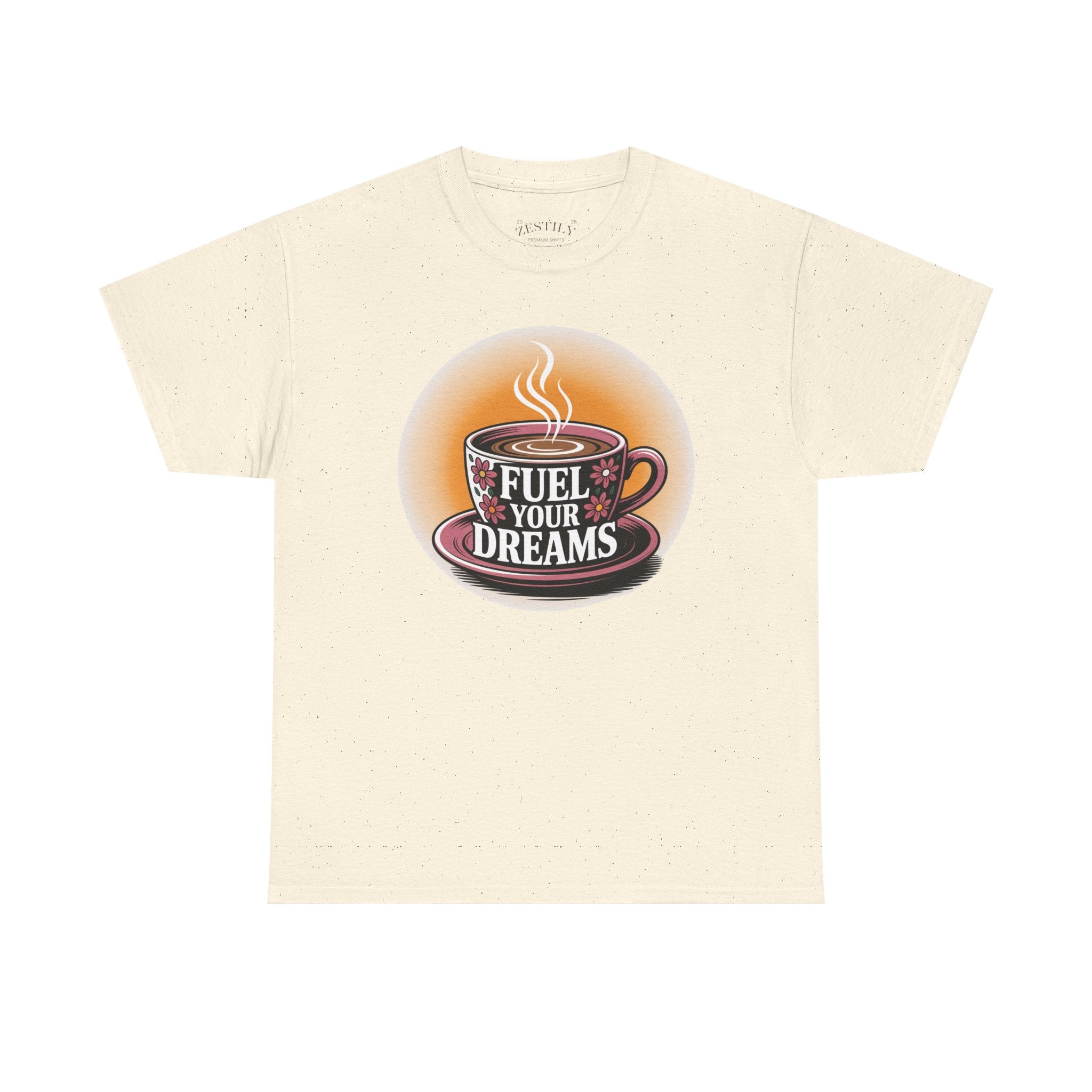 Fuel Your Dreams Heavy Cotton Tee, Motivational T-Shirt, Coffee Lover Gift, Casual Outfit, Inspirational Apparel