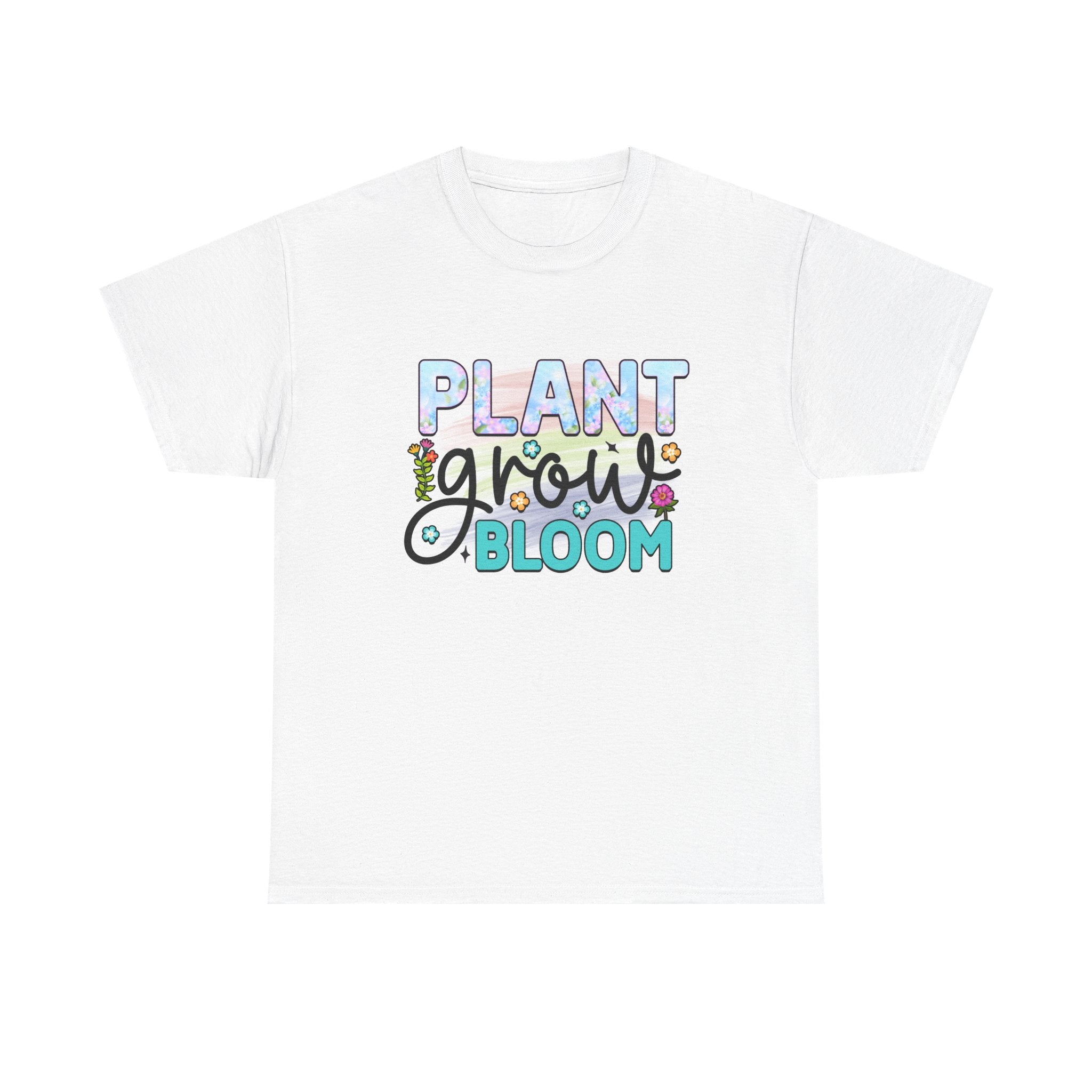 Plant, Grow, Bloom Heavy Cotton Tee A Nature Lover's Essential T-Shirt