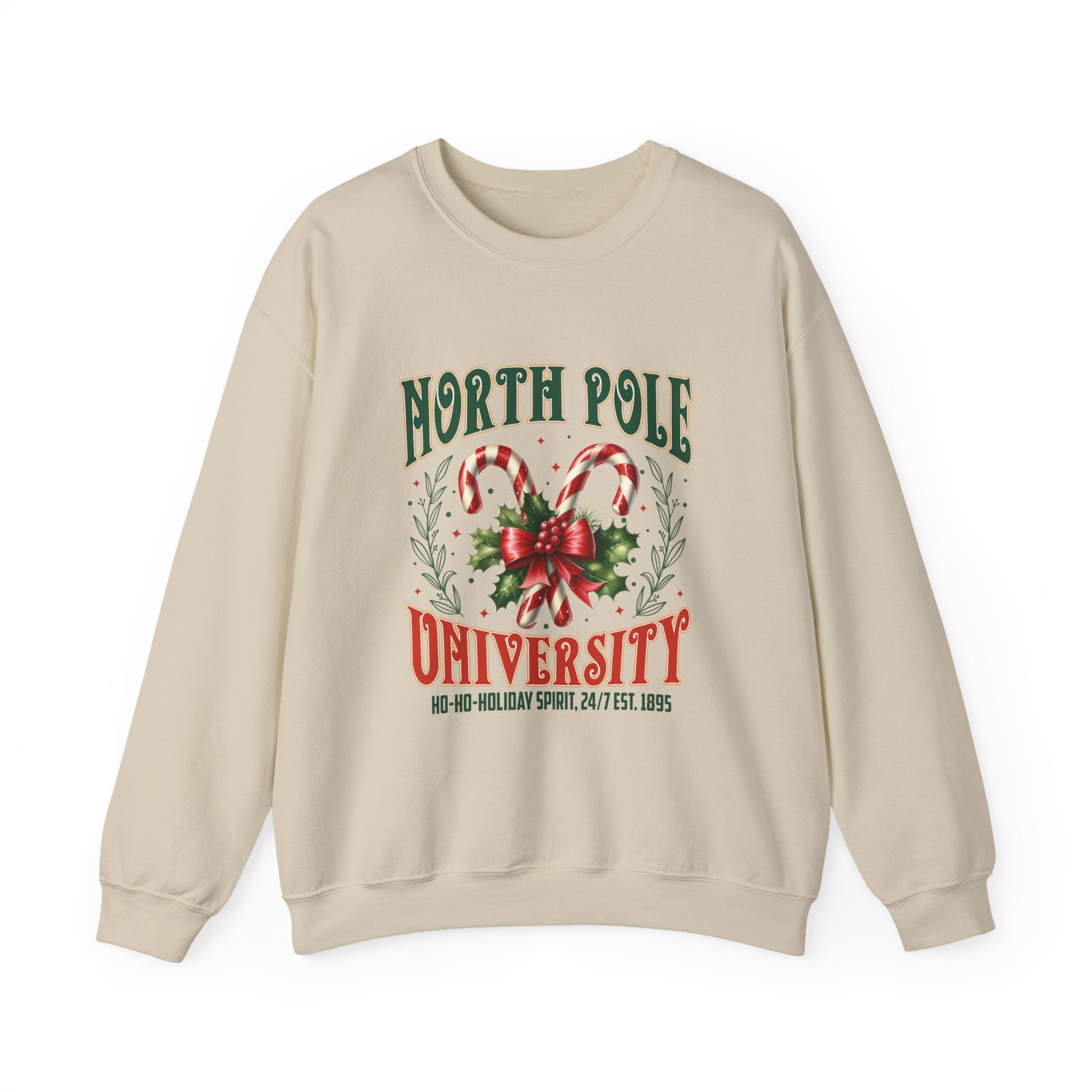 North Pole University Holiday Sweatshirt, Cozy Christmas Crewneck, Winter Gift, Festive Apparel, Holiday Wear, Candy Canes